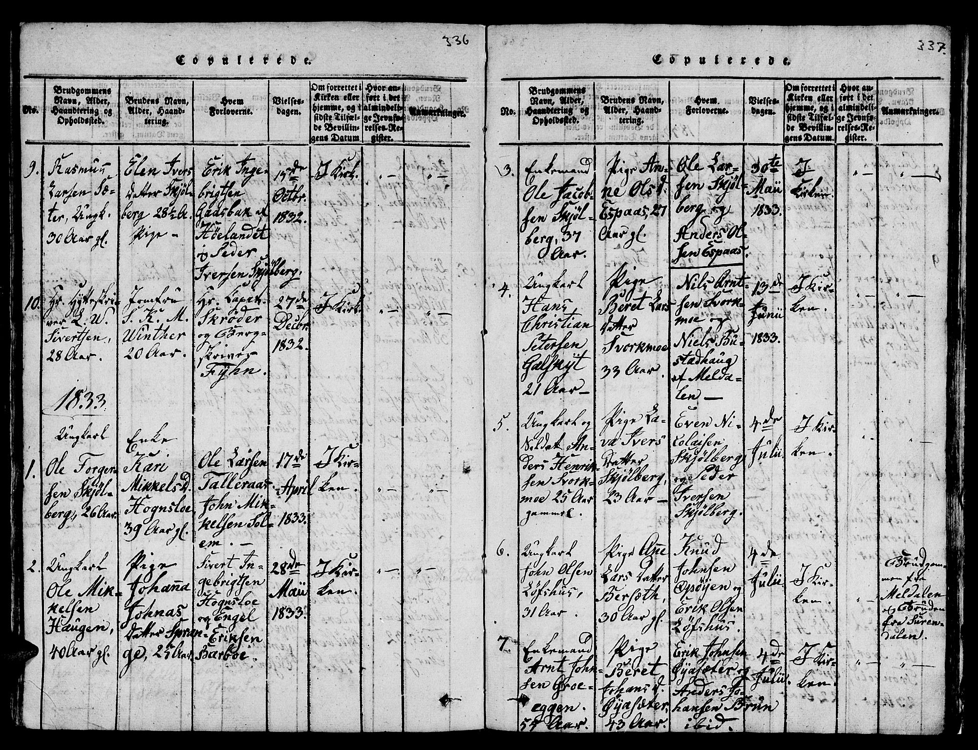 Ministerialprotokoller, klokkerbøker og fødselsregistre - Sør-Trøndelag, SAT/A-1456/671/L0842: Parish register (copy) no. 671C01, 1816-1867, p. 336-337