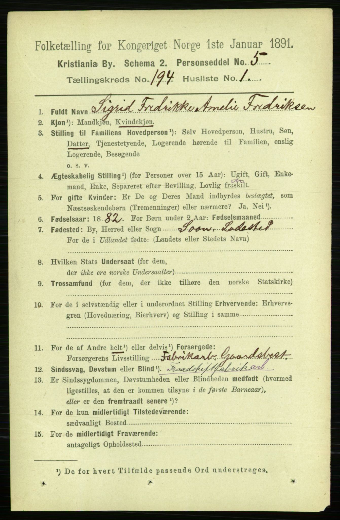 RA, 1891 census for 0301 Kristiania, 1891, p. 116905