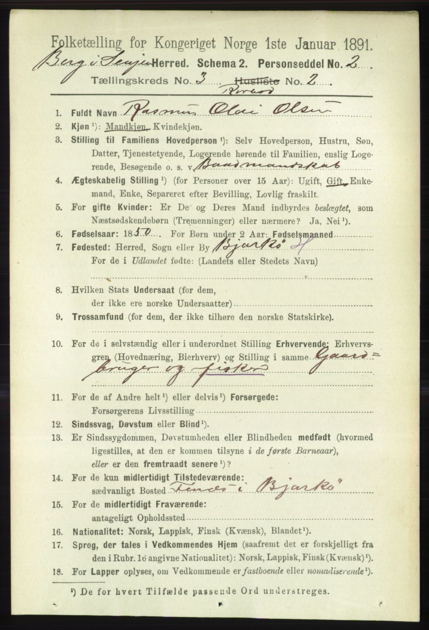 RA, 1891 census for 1929 Berg, 1891, p. 1352