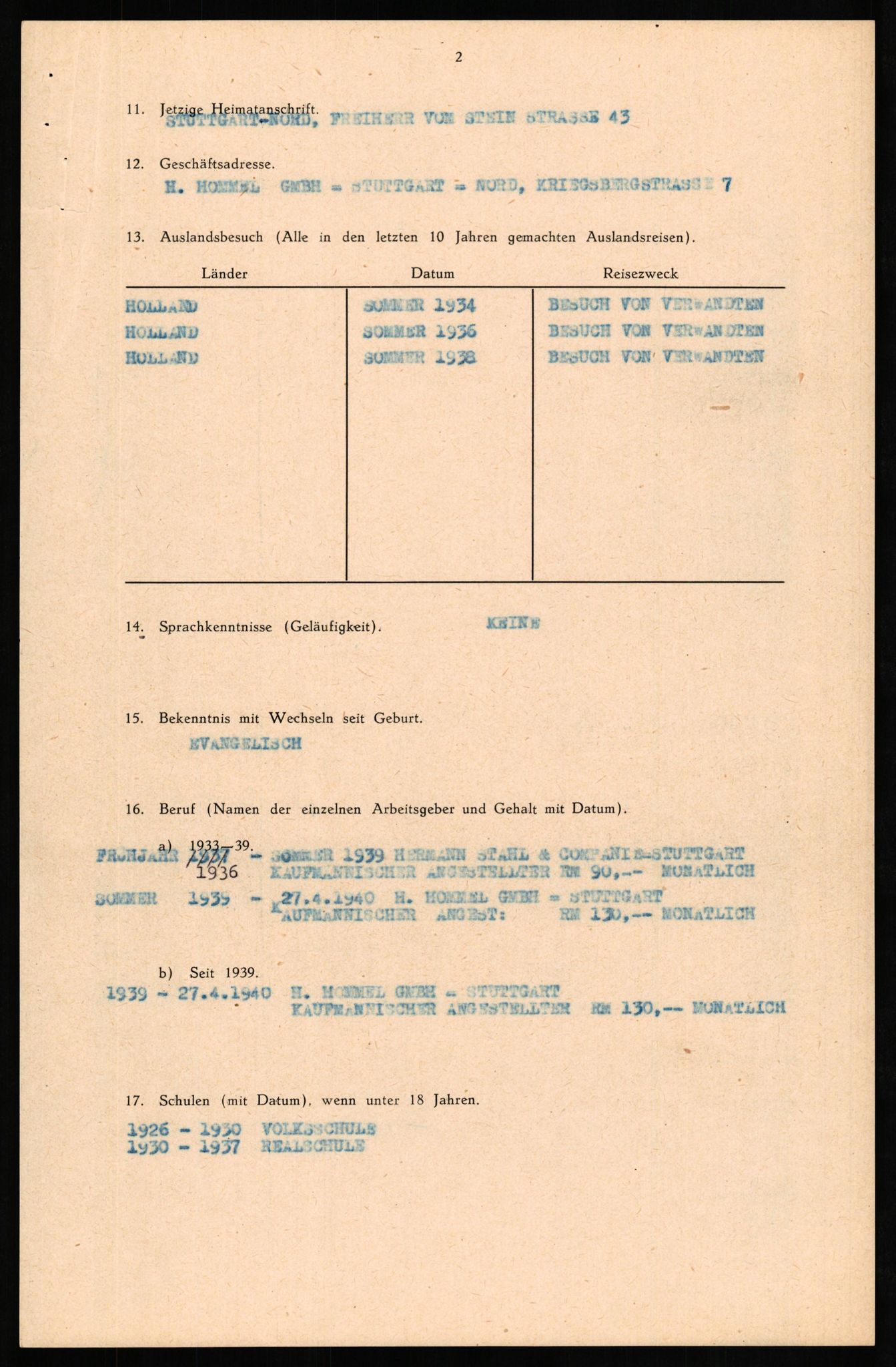 Forsvaret, Forsvarets overkommando II, AV/RA-RAFA-3915/D/Db/L0021: CI Questionaires. Tyske okkupasjonsstyrker i Norge. Tyskere., 1945-1946, p. 80