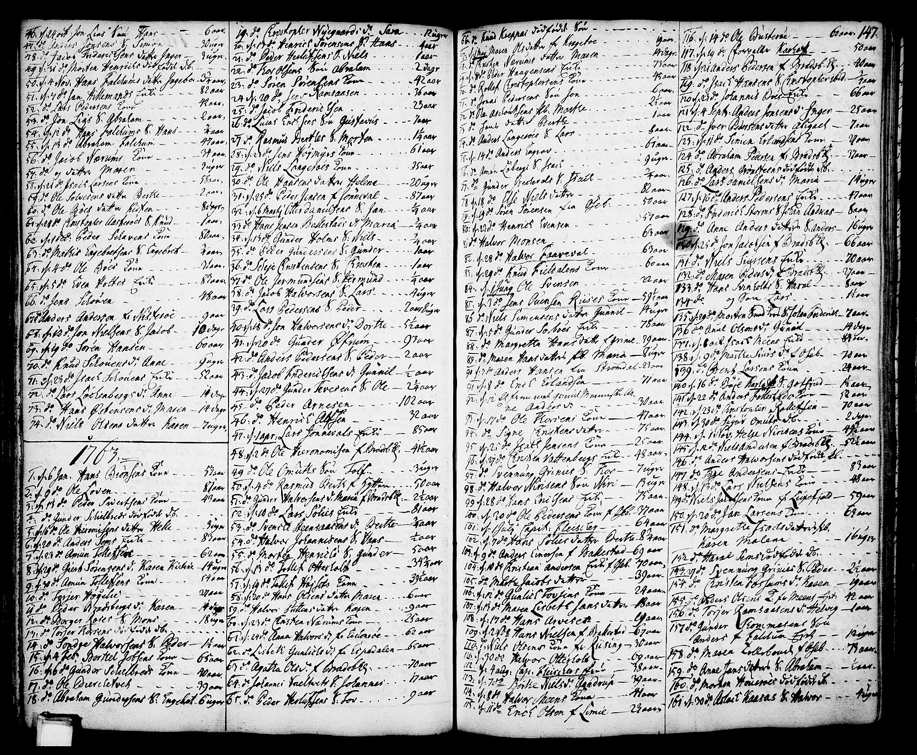 Gjerpen kirkebøker, SAKO/A-265/F/Fa/L0002: Parish register (official) no. I 2, 1747-1795, p. 147