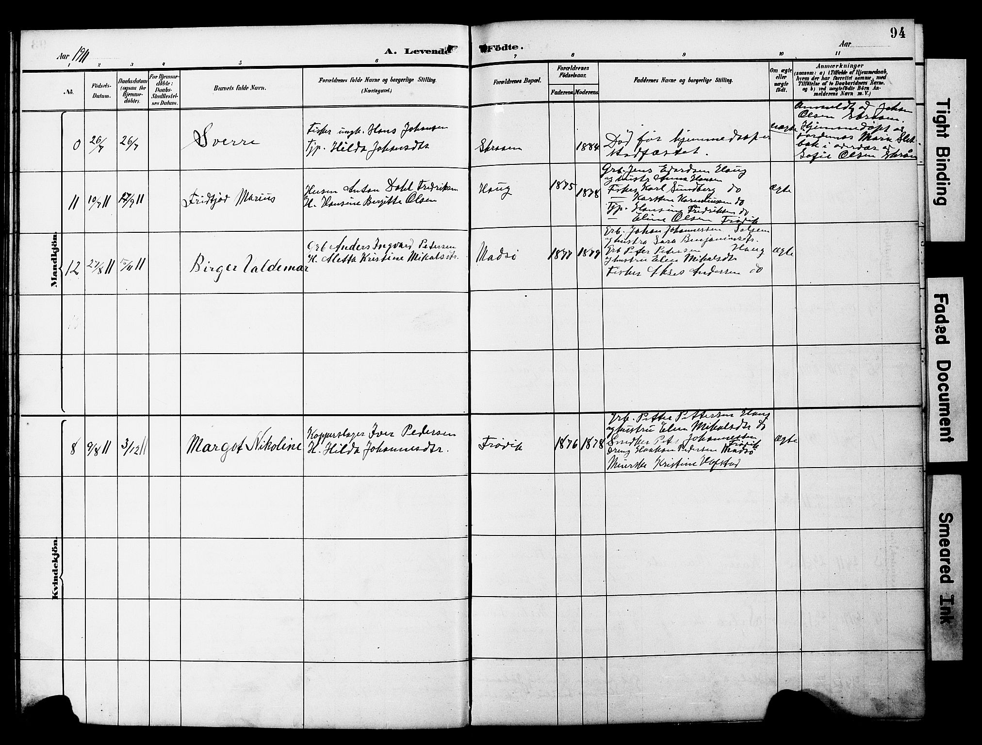 Ministerialprotokoller, klokkerbøker og fødselsregistre - Nord-Trøndelag, SAT/A-1458/788/L0701: Parish register (copy) no. 788C01, 1888-1913, p. 94