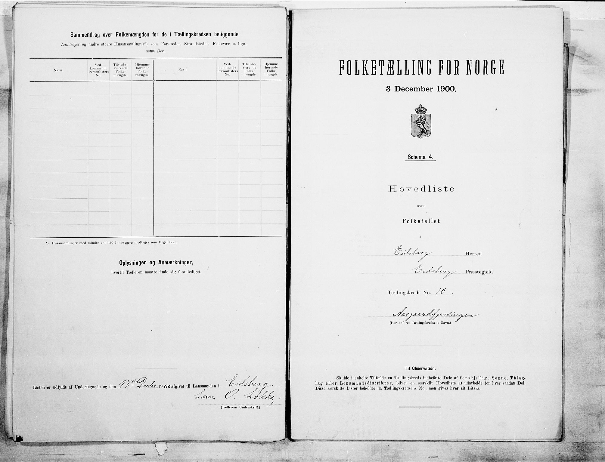 SAO, 1900 census for Eidsberg, 1900, p. 24