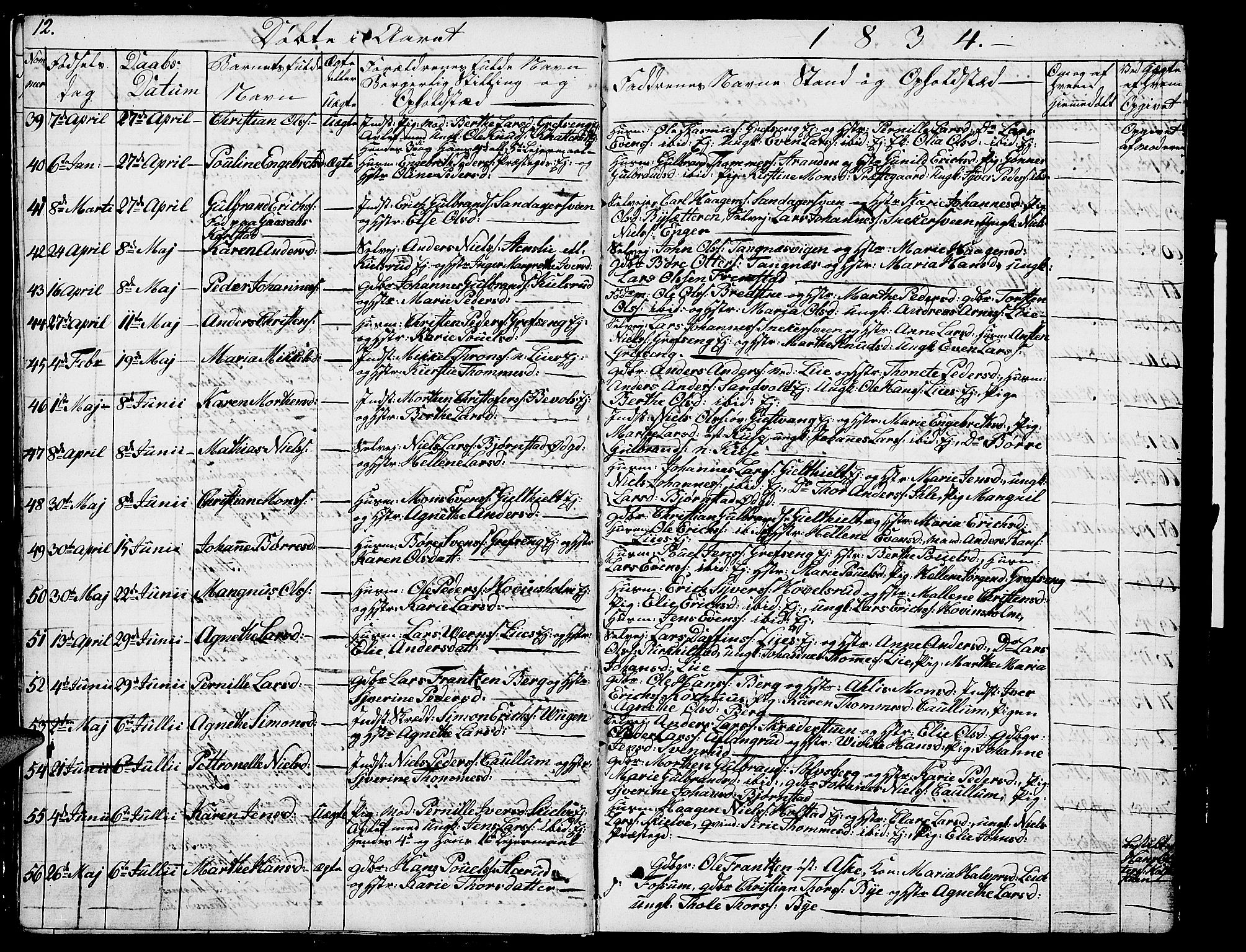 Nes prestekontor, Hedmark, AV/SAH-PREST-020/L/La/L0004: Parish register (copy) no. 4, 1832-1861, p. 12