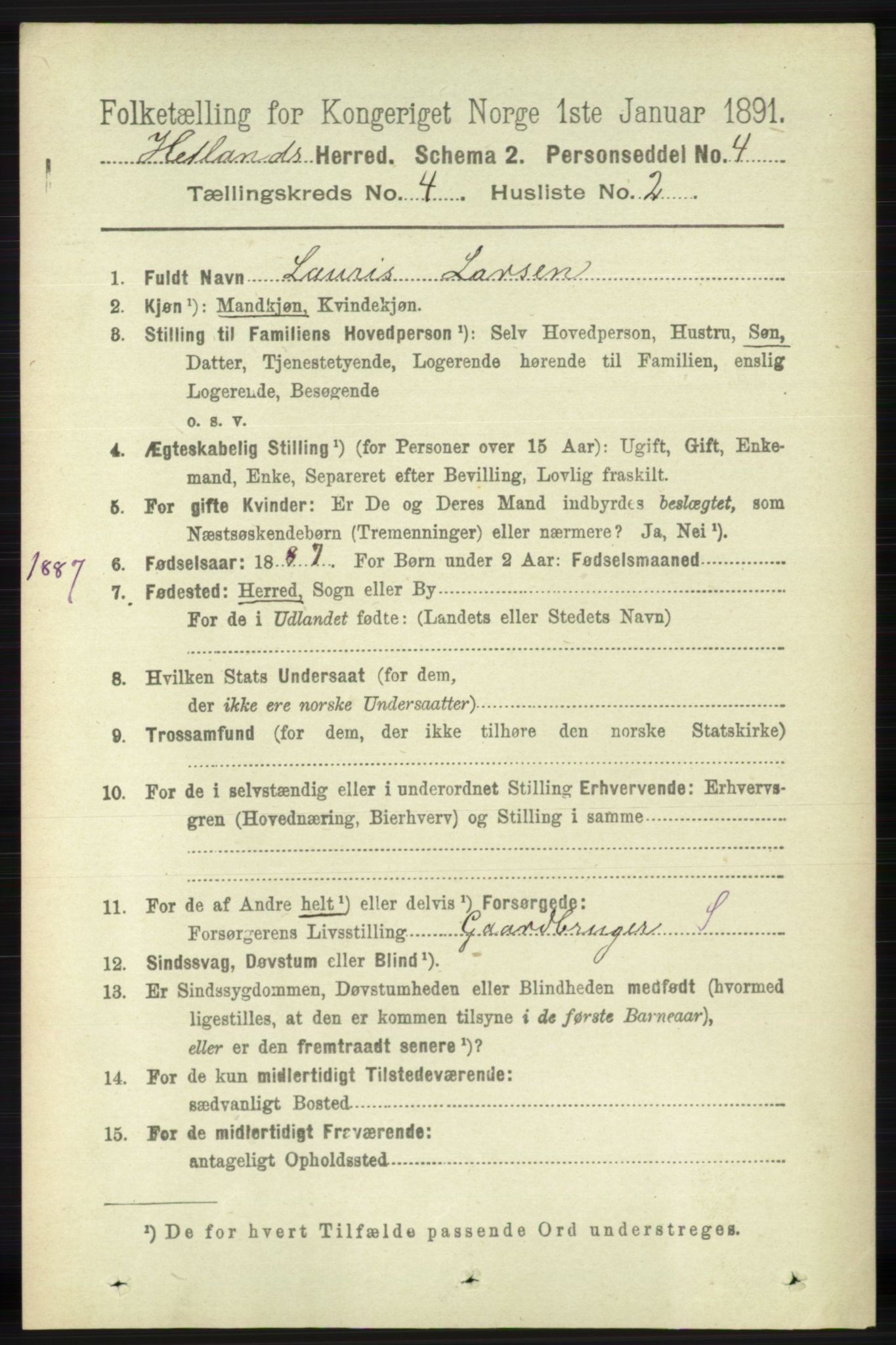 RA, 1891 census for 1126 Hetland, 1891, p. 1991