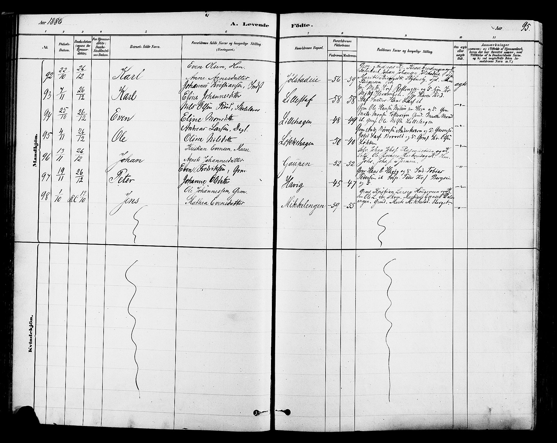 Ringsaker prestekontor, SAH/PREST-014/L/La/L0009: Parish register (copy) no. 9, 1879-1890, p. 95
