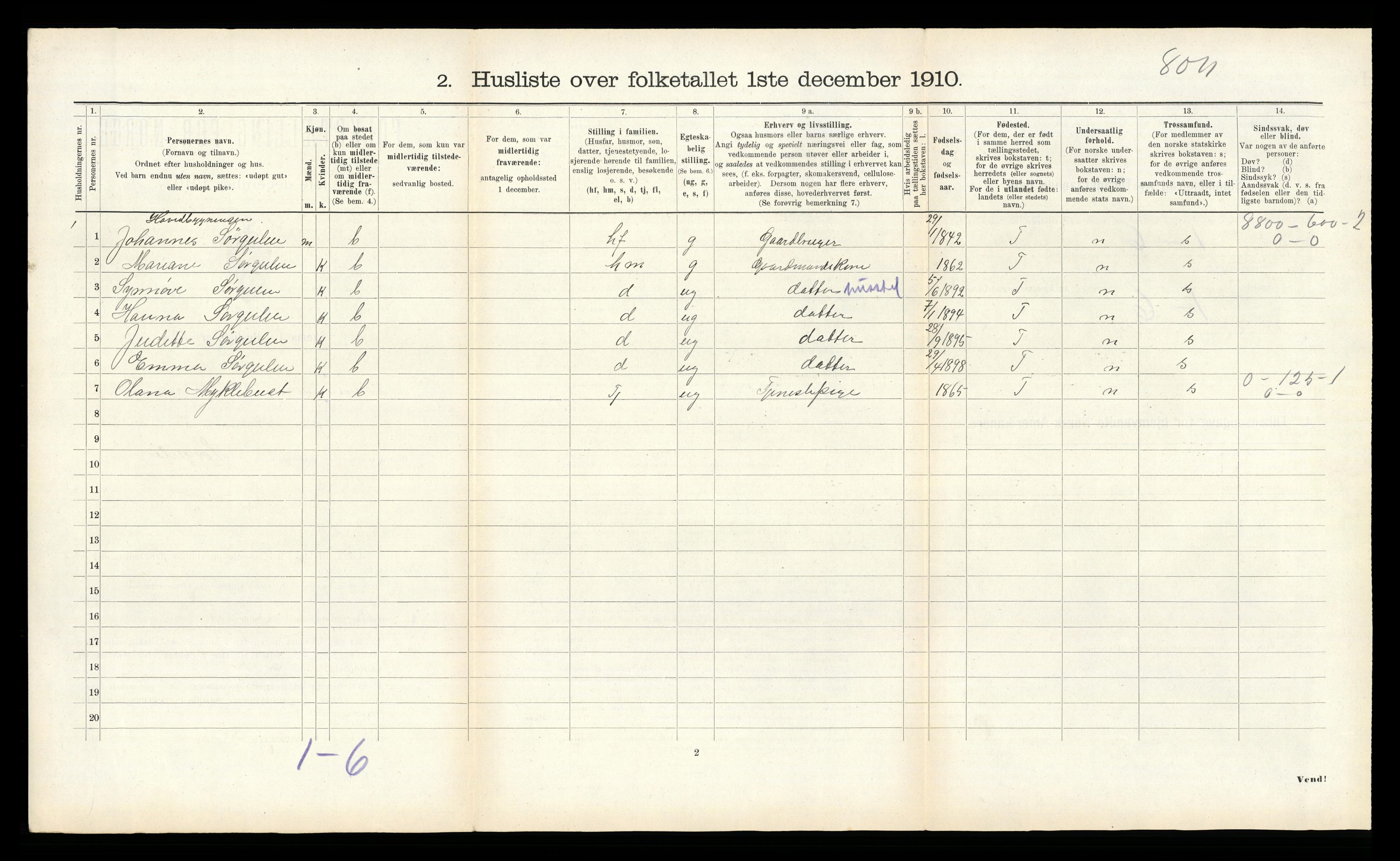 RA, 1910 census for Bremanger, 1910, p. 750