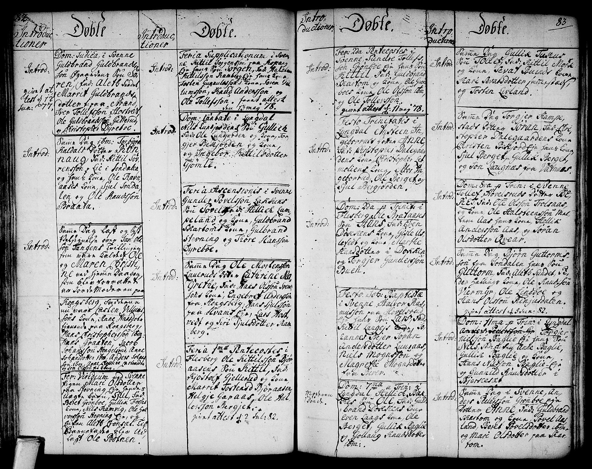 Flesberg kirkebøker, AV/SAKO-A-18/F/Fa/L0003: Parish register (official) no. I 3, 1748-1790, p. 82-83