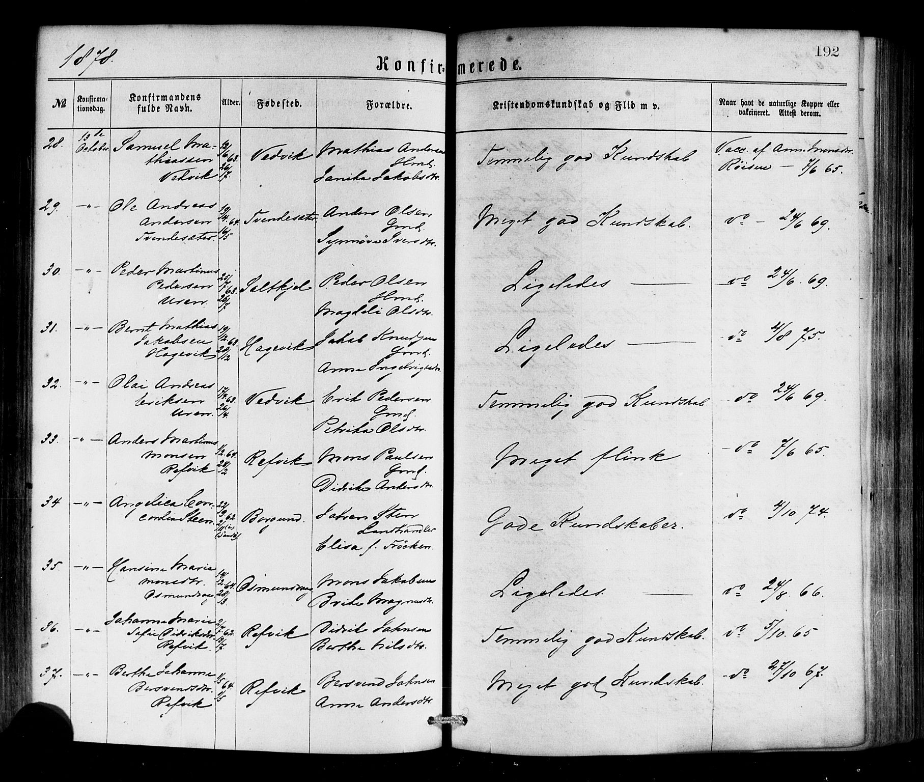 Selje sokneprestembete, AV/SAB-A-99938/H/Ha/Haa/Haaa: Parish register (official) no. A 12, 1870-1880, p. 192