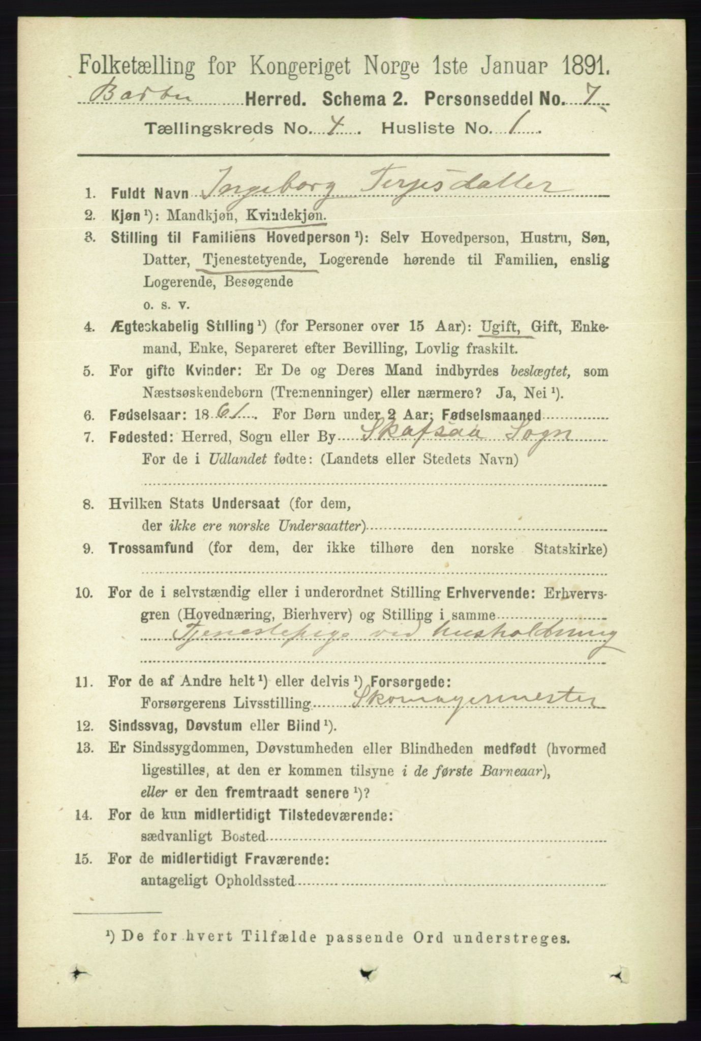 RA, 1891 census for 0990 Barbu, 1891, p. 2447