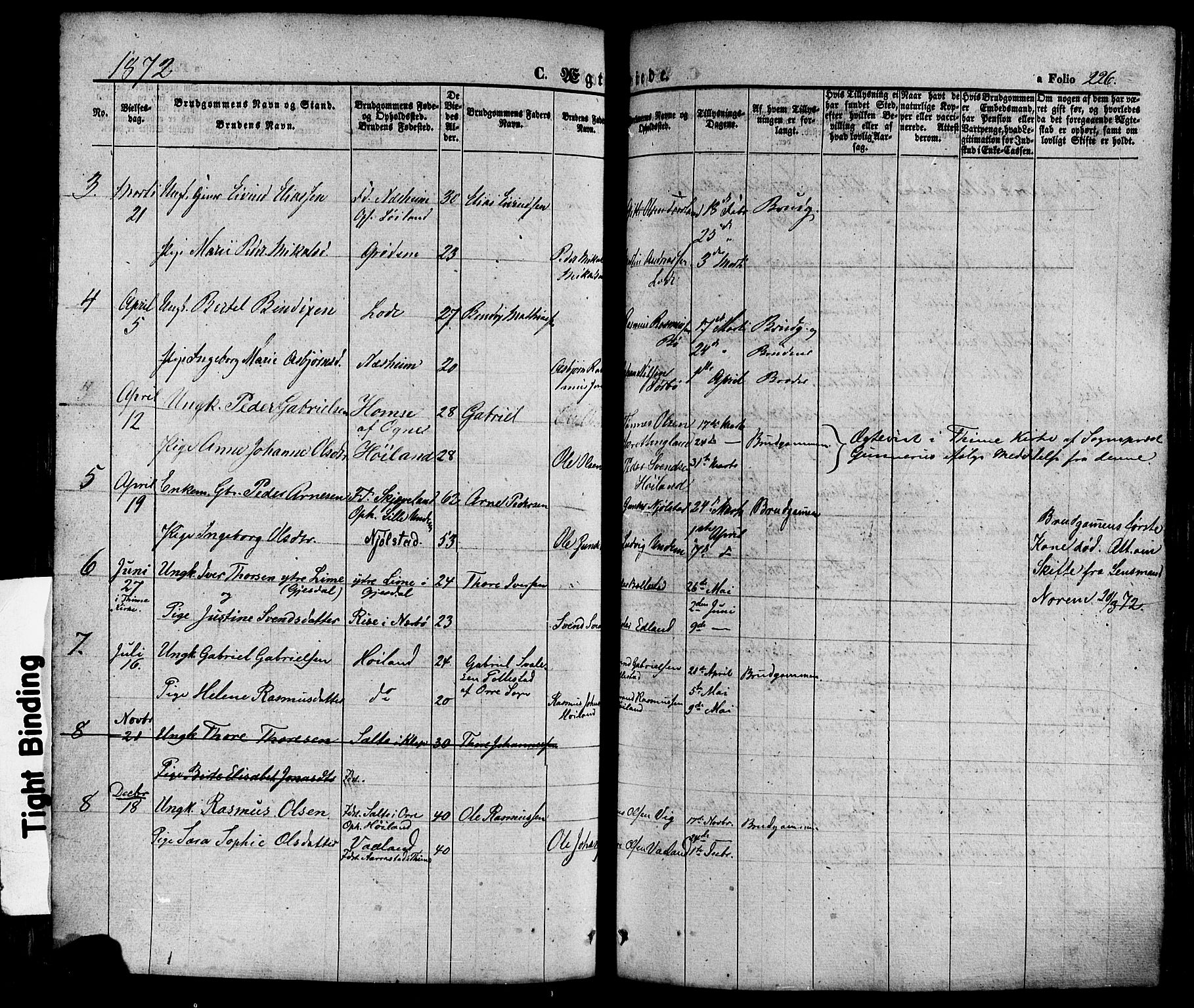 Hå sokneprestkontor, AV/SAST-A-101801/001/30BA/L0008: Parish register (official) no. A 7, 1853-1878, p. 226