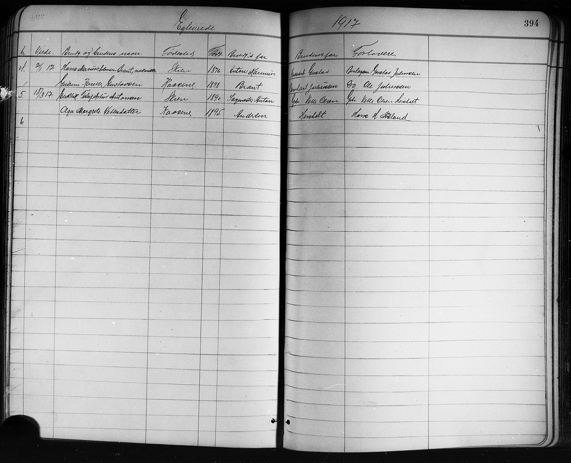 Holla kirkebøker, SAKO/A-272/G/Ga/L0005: Parish register (copy) no. I 5, 1891-1917, p. 394