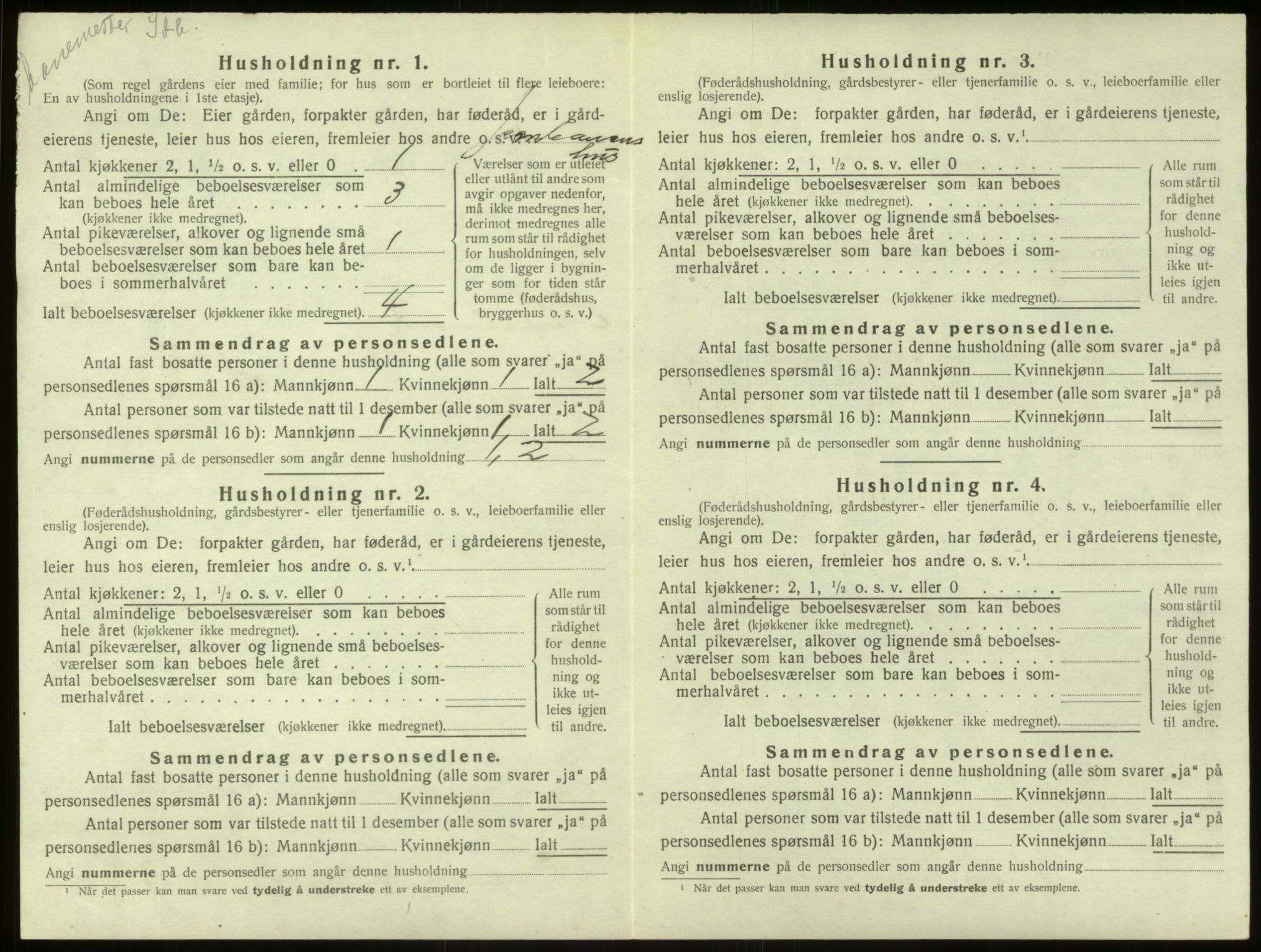 SAB, 1920 census for Aurland, 1920, p. 582