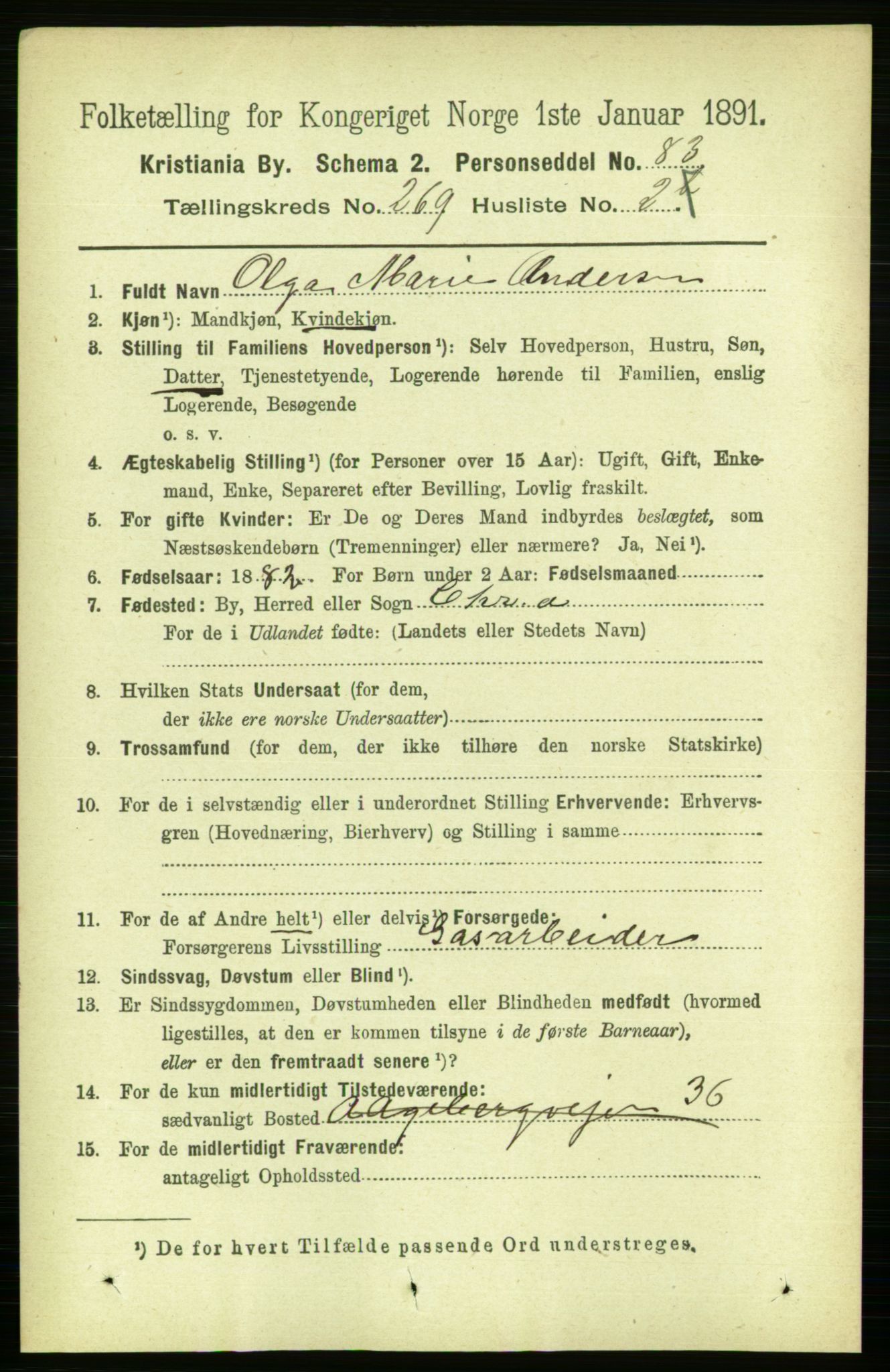 RA, 1891 census for 0301 Kristiania, 1891, p. 163050