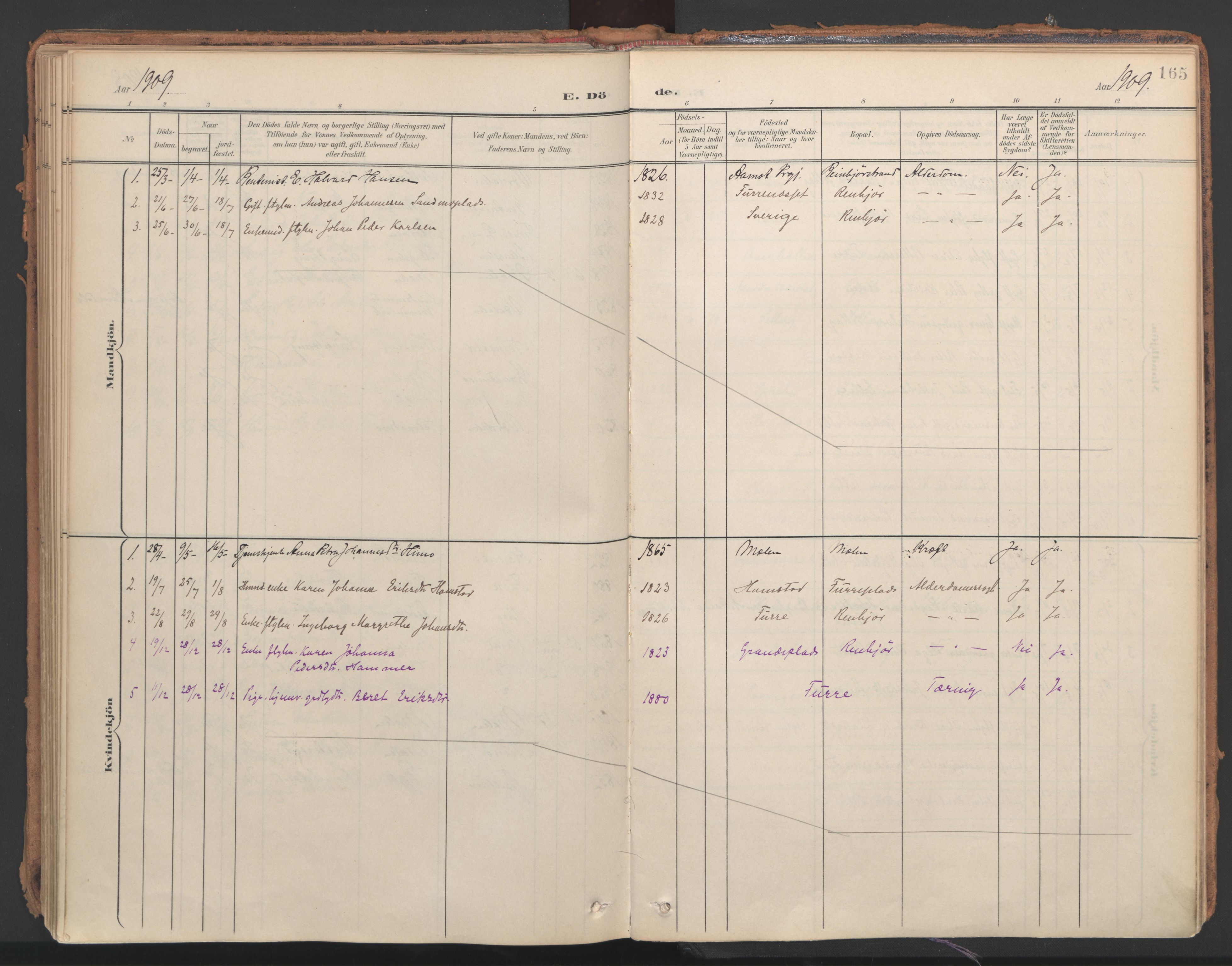 Ministerialprotokoller, klokkerbøker og fødselsregistre - Nord-Trøndelag, SAT/A-1458/766/L0564: Parish register (official) no. 767A02, 1900-1932, p. 165