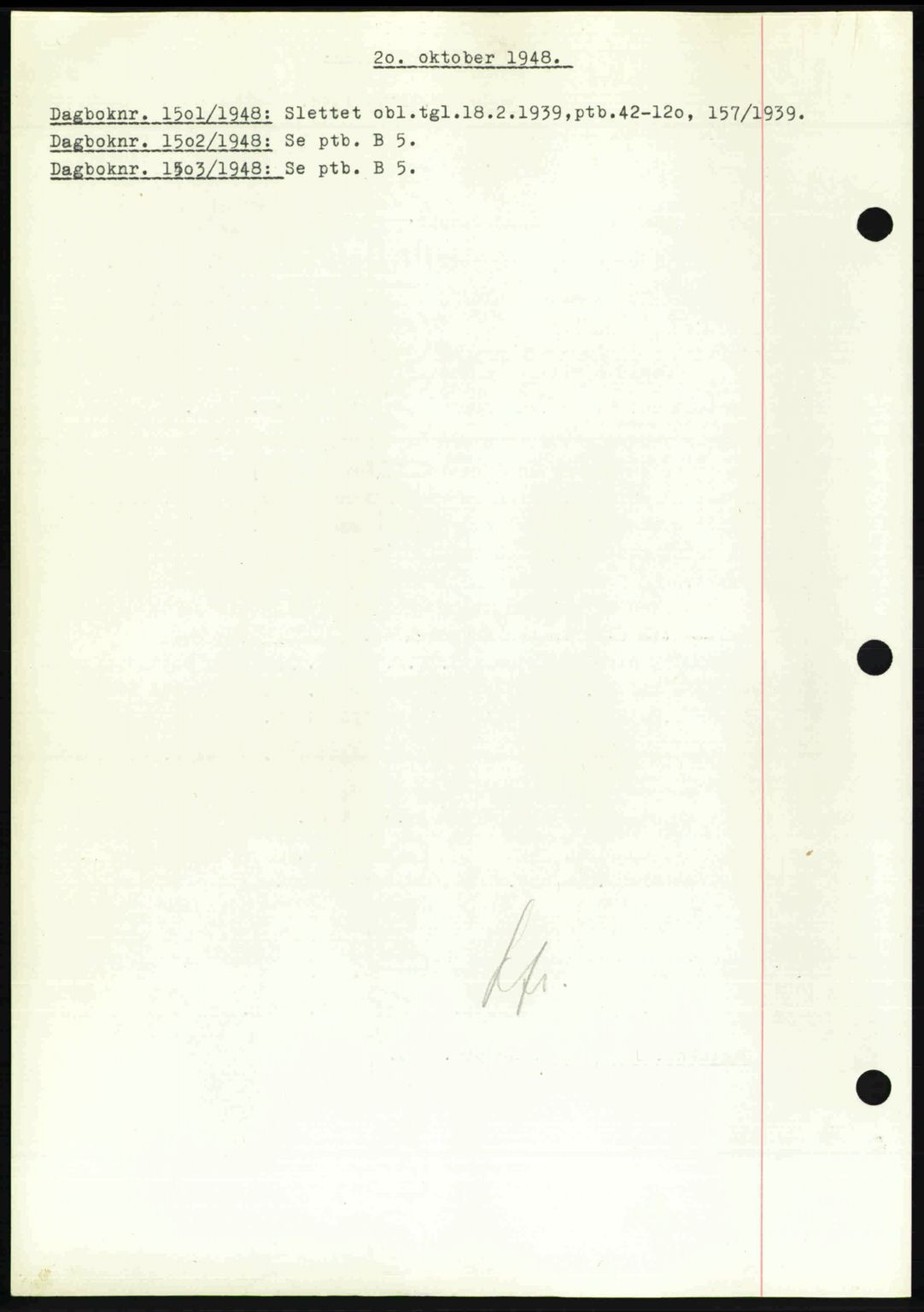 Nedenes sorenskriveri, SAK/1221-0006/G/Gb/Gba/L0059: Mortgage book no. A11, 1948-1948, Diary no: : 1501/1948