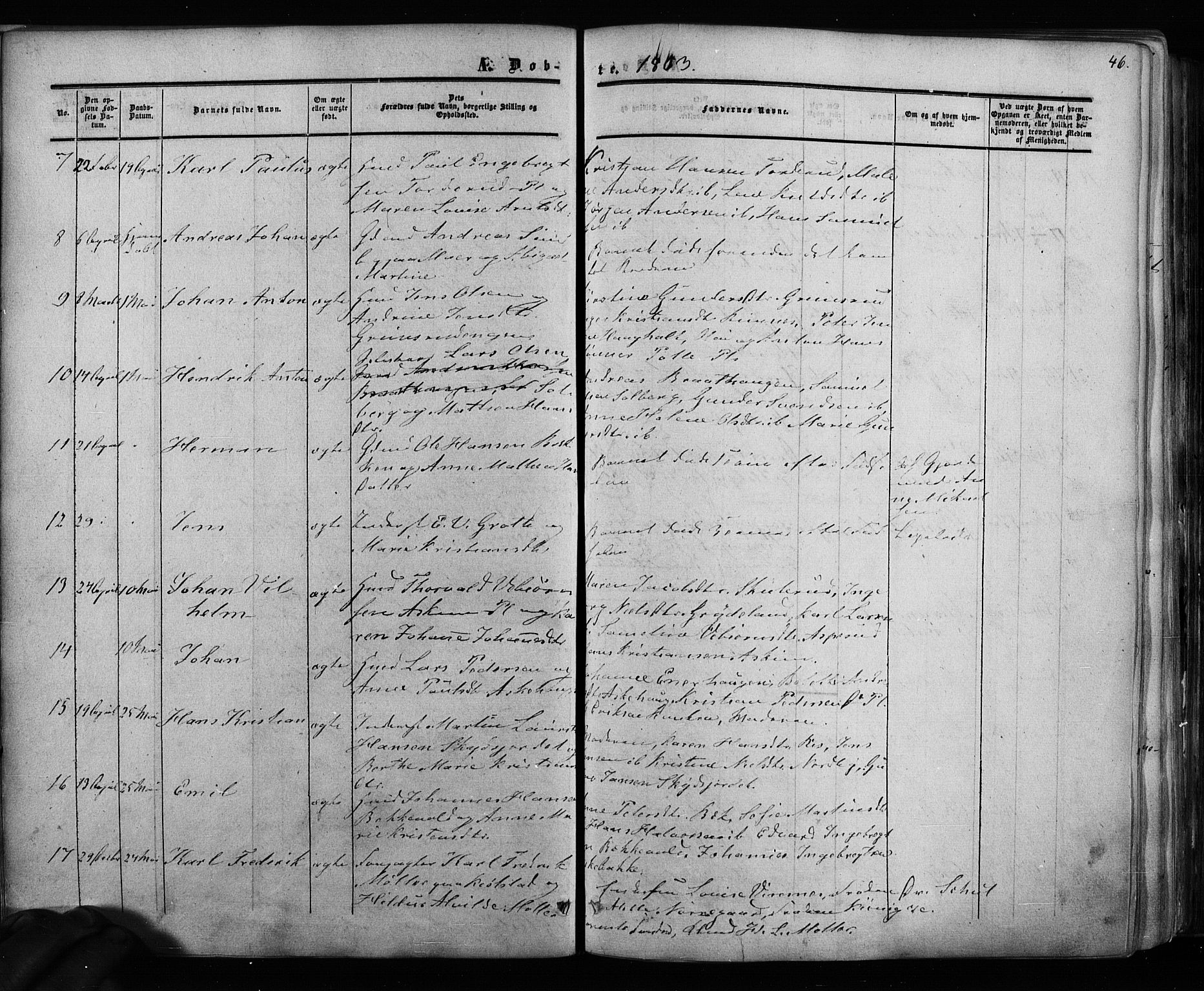 Ås prestekontor Kirkebøker, SAO/A-10894/F/Fa/L0007: Parish register (official) no. I 7, 1854-1870, p. 46
