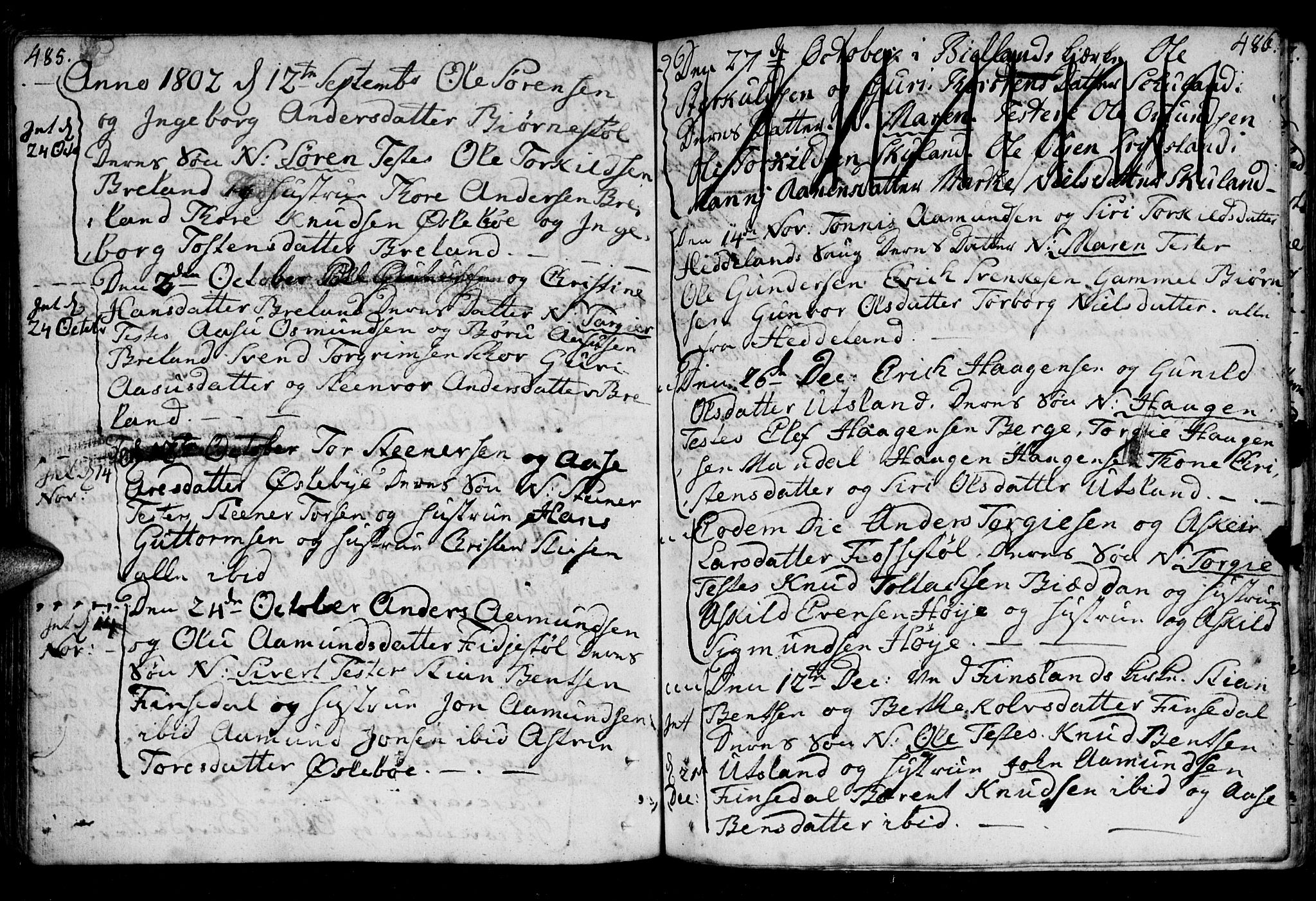 Holum sokneprestkontor, SAK/1111-0022/F/Fa/Fac/L0001: Parish register (official) no. A 1, 1773-1820, p. 485-486