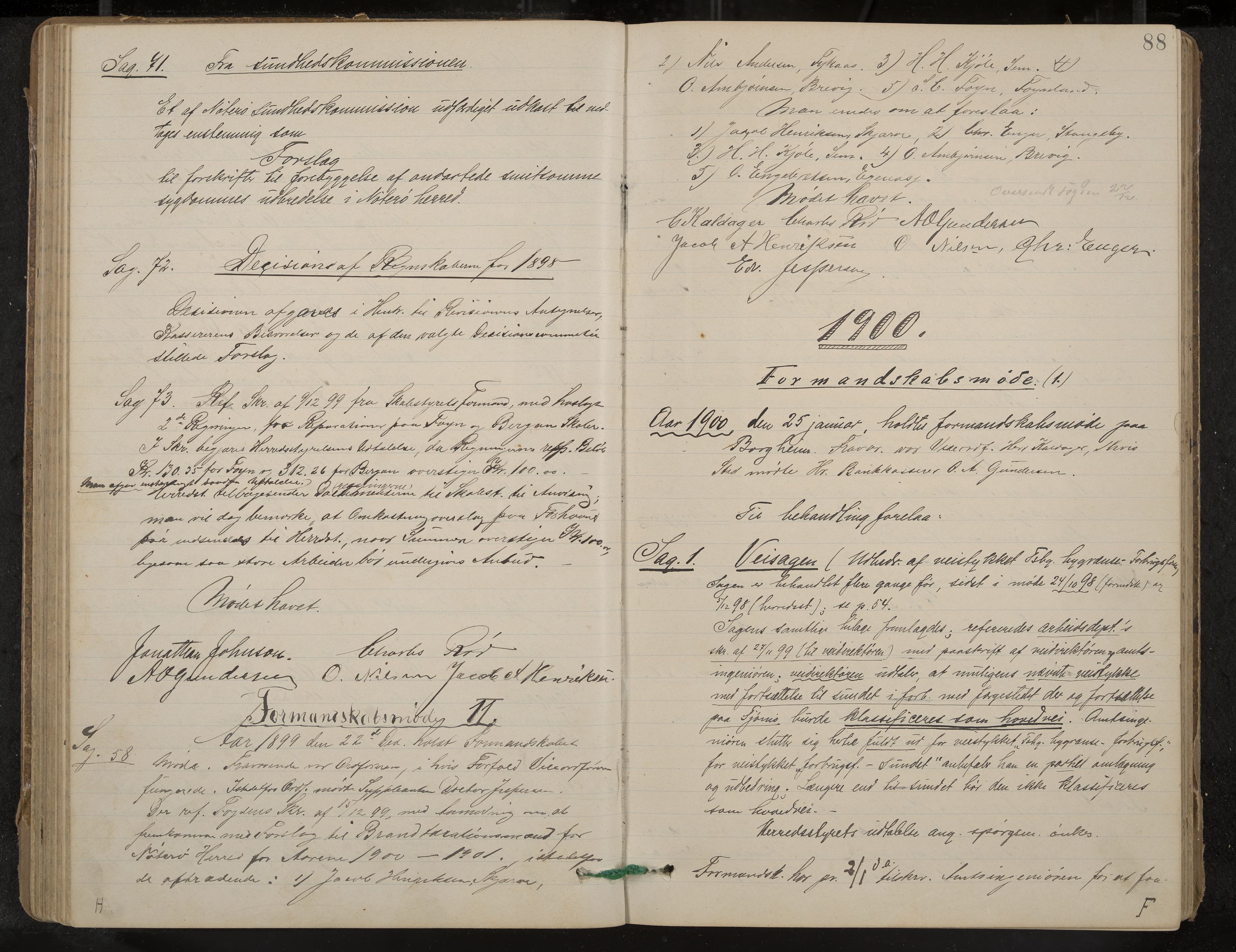 Nøtterøy formannskap og sentraladministrasjon, IKAK/0722021-1/A/Aa/L0005: Møtebok med register, 1896-1905, p. 88