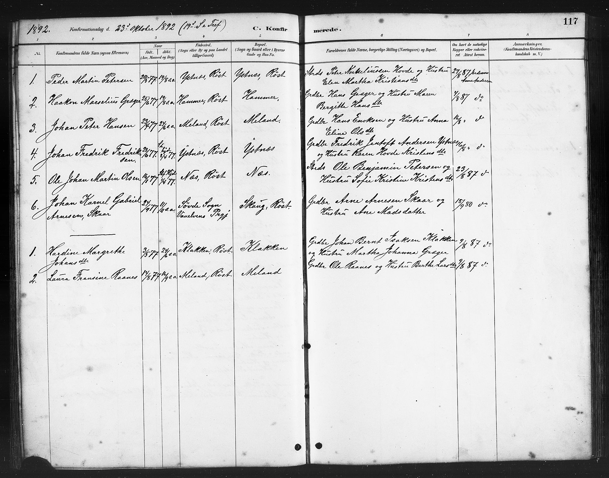 Ministerialprotokoller, klokkerbøker og fødselsregistre - Nordland, AV/SAT-A-1459/808/L0131: Parish register (copy) no. 808C02, 1879-1919, p. 117