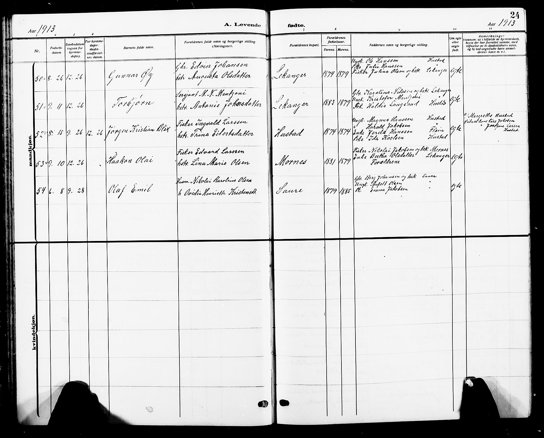 Ministerialprotokoller, klokkerbøker og fødselsregistre - Nordland, AV/SAT-A-1459/805/L0110: Parish register (copy) no. 805C06, 1909-1924, p. 24