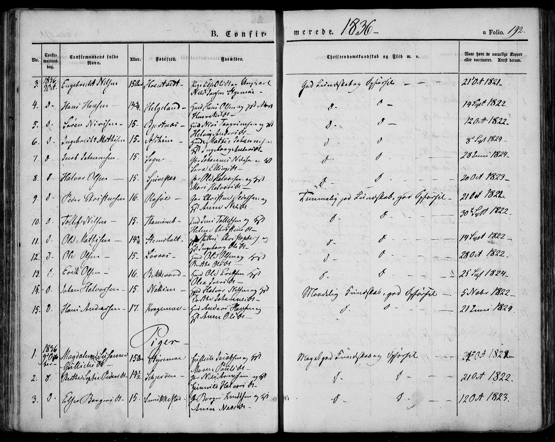 Lardal kirkebøker, SAKO/A-350/F/Fa/L0006: Parish register (official) no. I 6, 1835-1860, p. 192