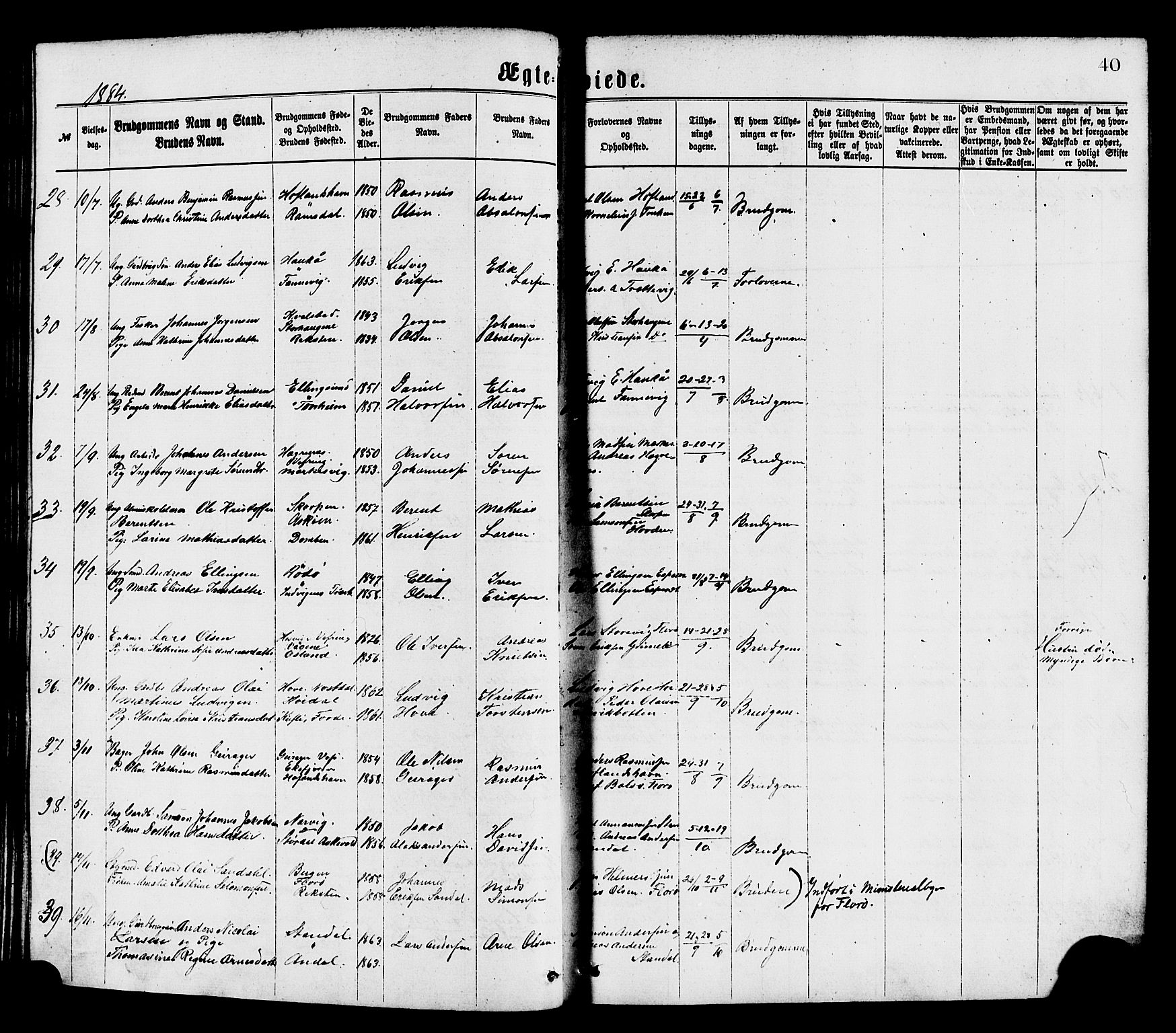 Kinn sokneprestembete, AV/SAB-A-80801/H/Haa/Haaa/L0013: Parish register (official) no. A 13, 1870-1885, p. 40