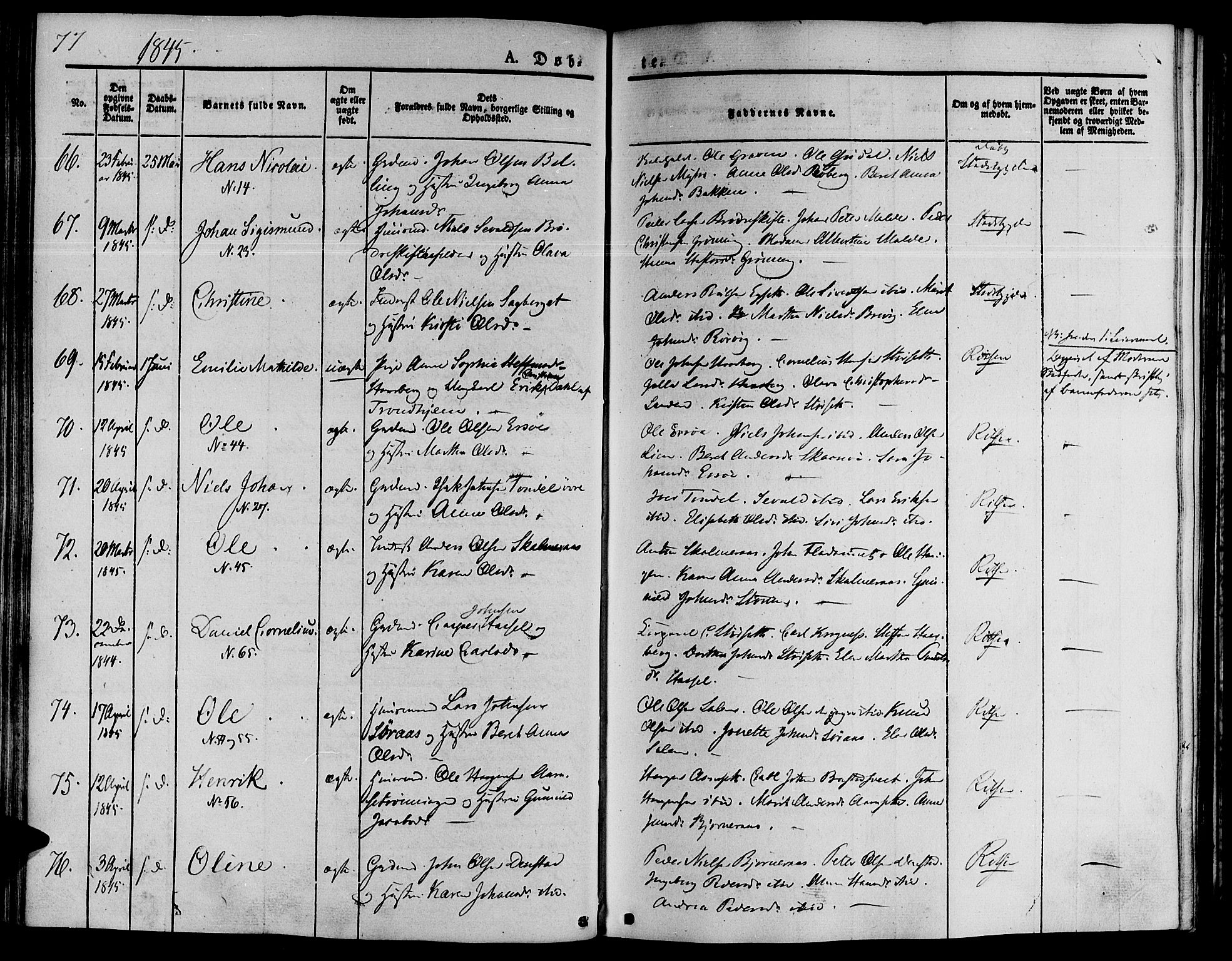 Ministerialprotokoller, klokkerbøker og fødselsregistre - Sør-Trøndelag, SAT/A-1456/646/L0610: Parish register (official) no. 646A08, 1837-1847, p. 77