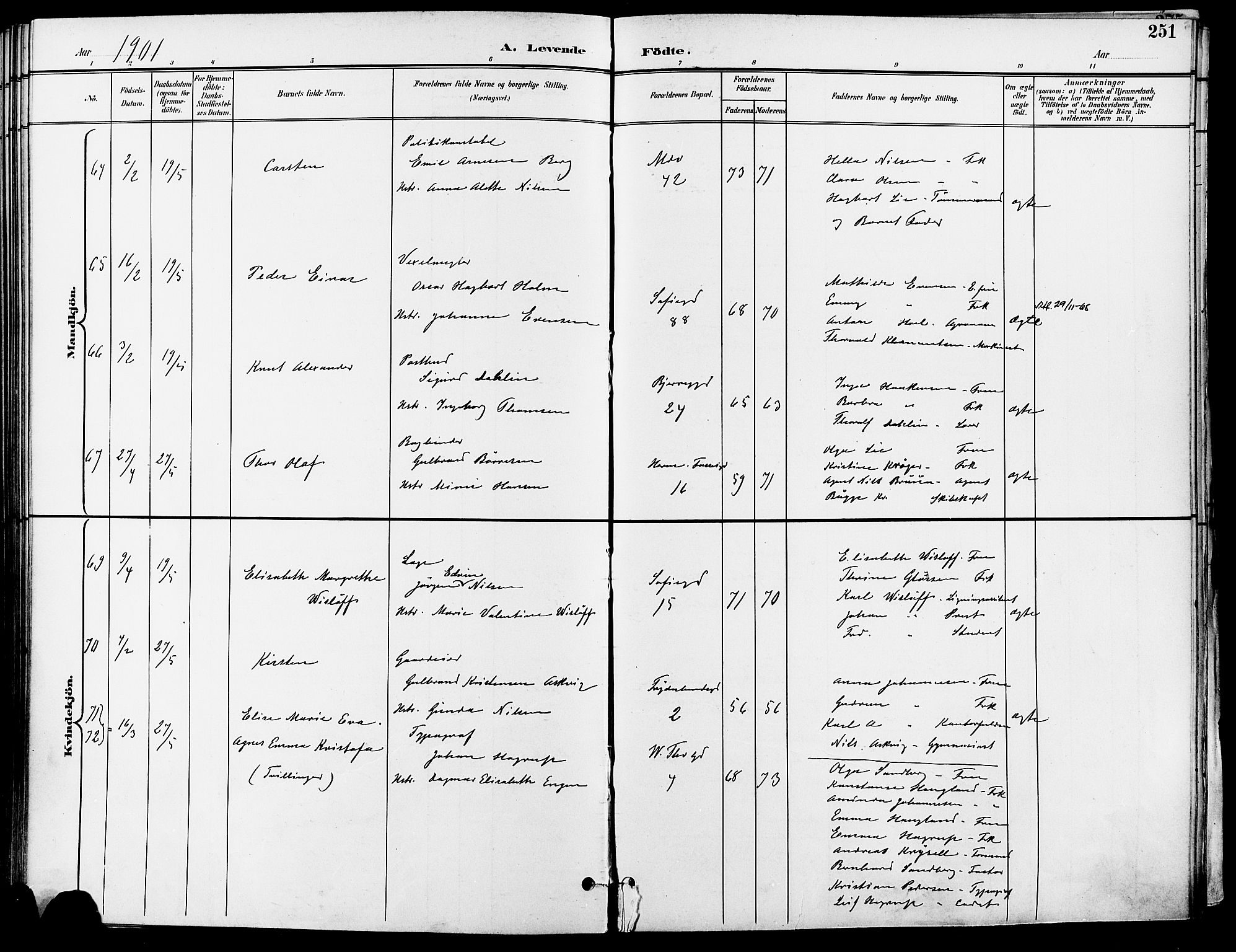 Gamle Aker prestekontor Kirkebøker, SAO/A-10617a/F/L0011: Parish register (official) no. 11, 1896-1901, p. 251