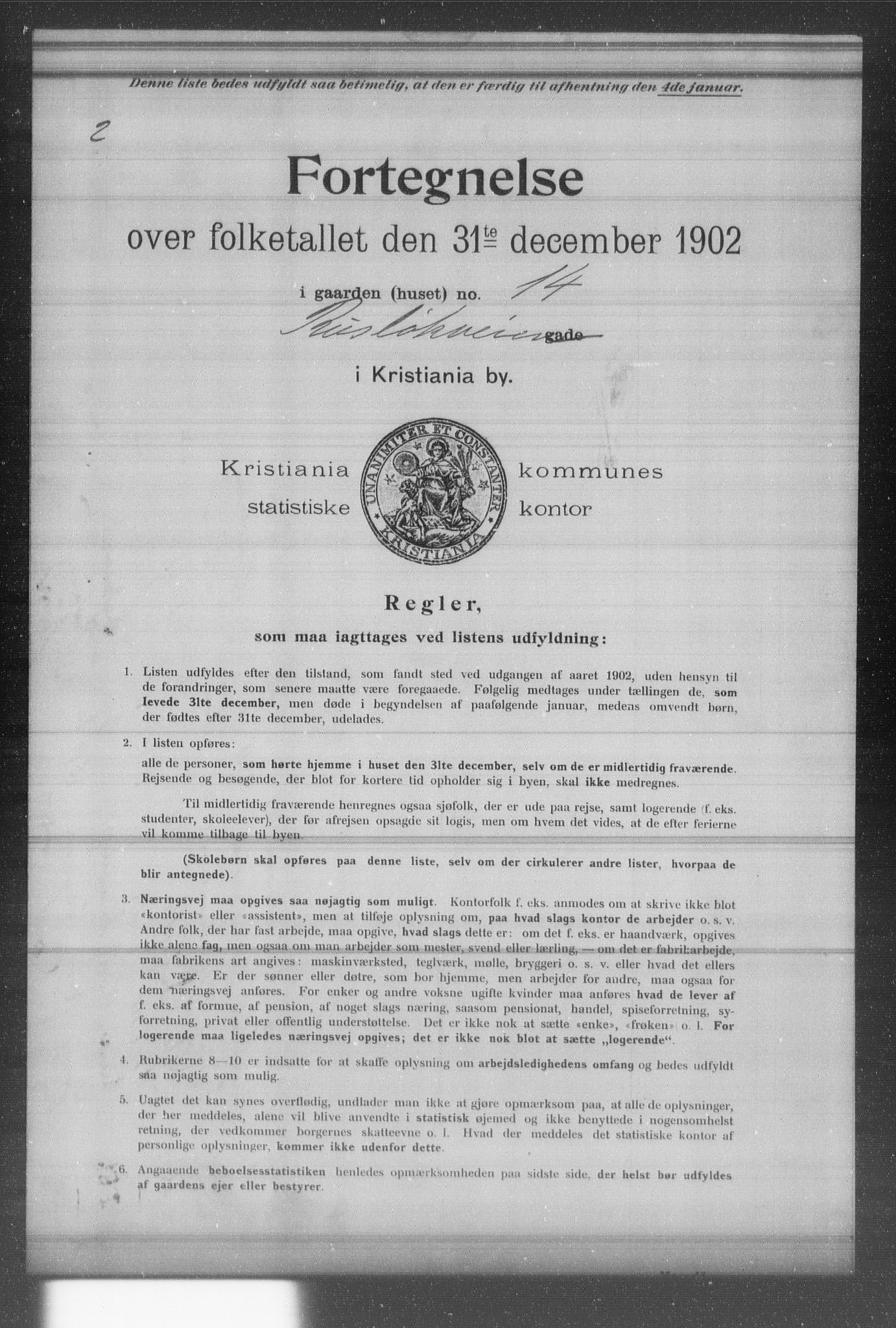 OBA, Municipal Census 1902 for Kristiania, 1902, p. 16107