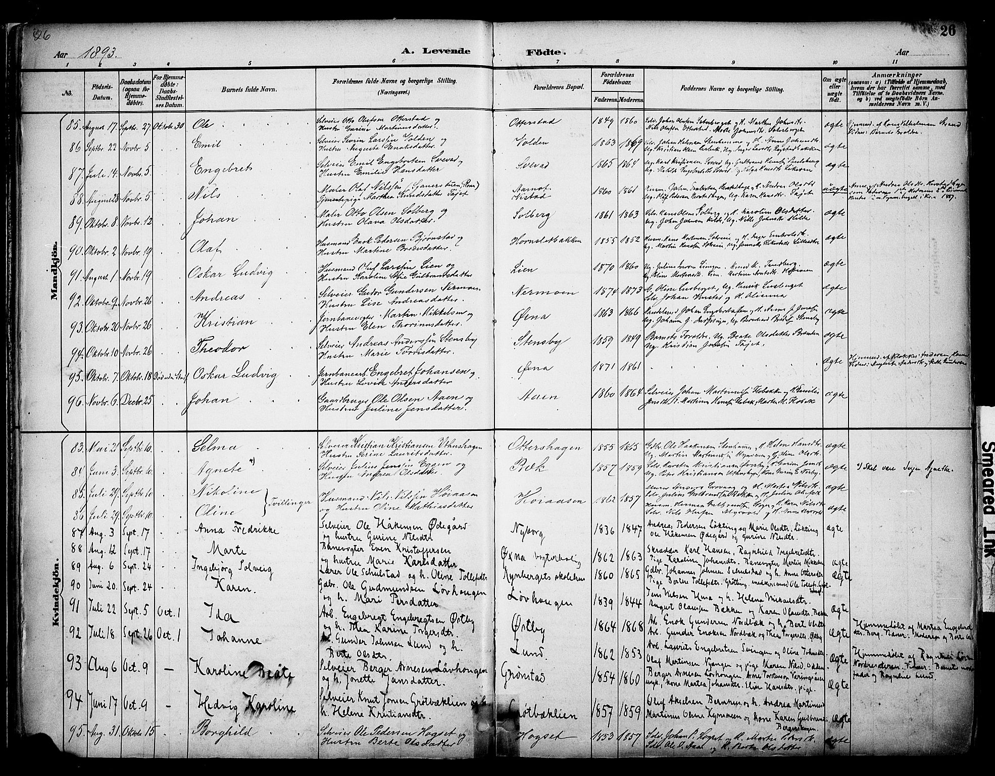 Elverum prestekontor, AV/SAH-PREST-044/H/Ha/Haa/L0014: Parish register (official) no. 14, 1891-1909, p. 26