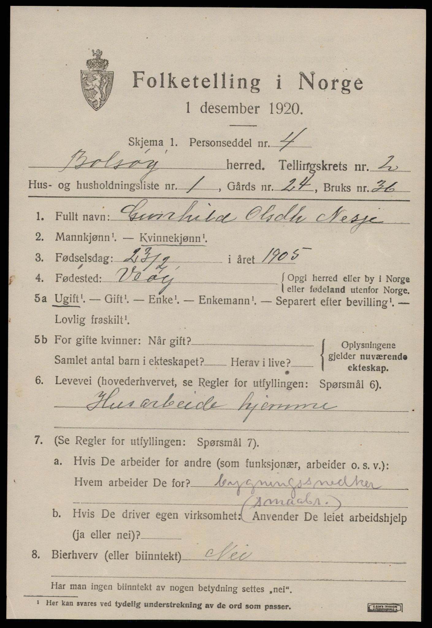 SAT, 1920 census for Bolsøy, 1920, p. 3061