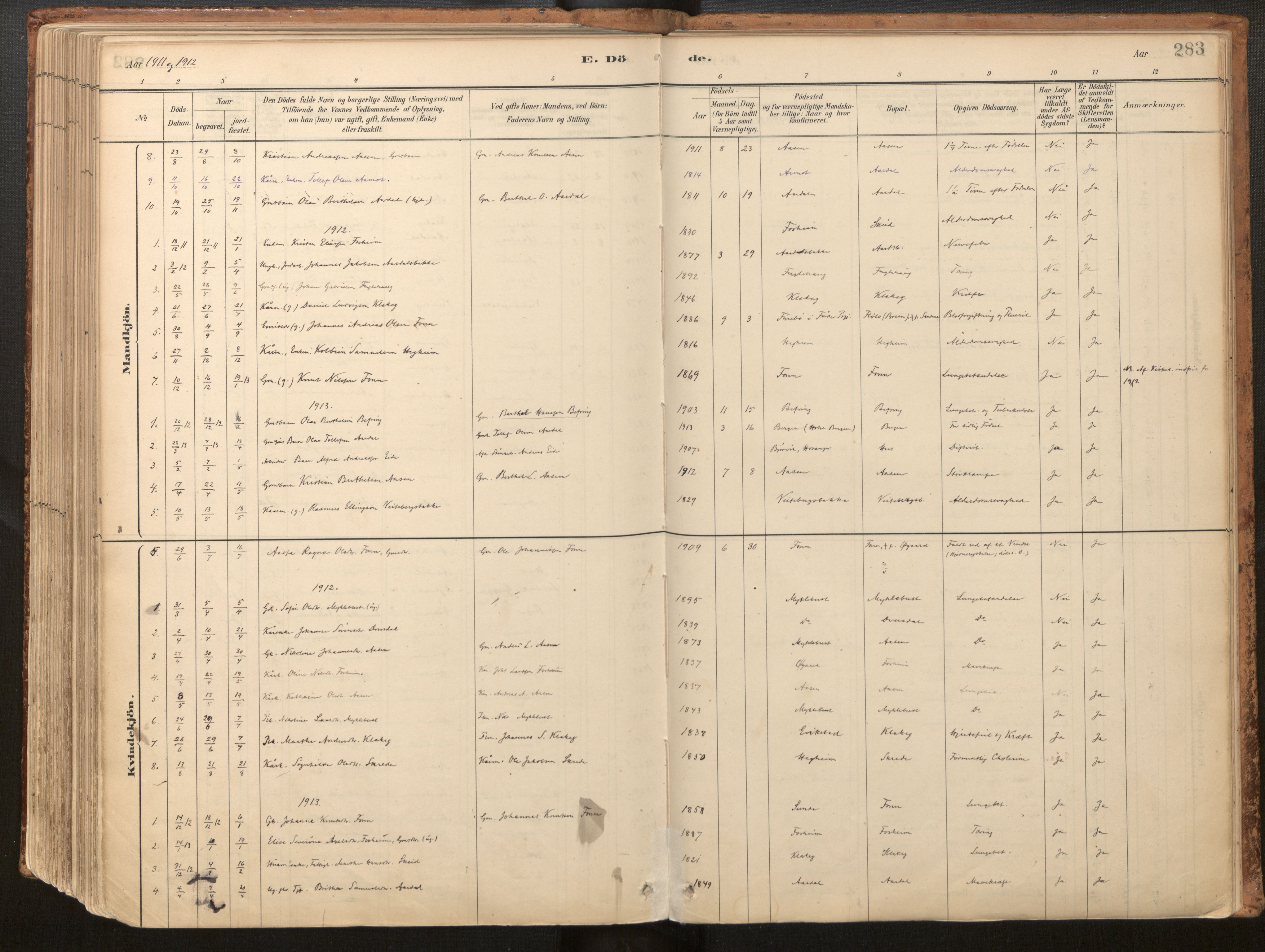Jølster sokneprestembete, SAB/A-80701/H/Haa/Haac/L0001: Parish register (official) no. C 1, 1882-1928, p. 283