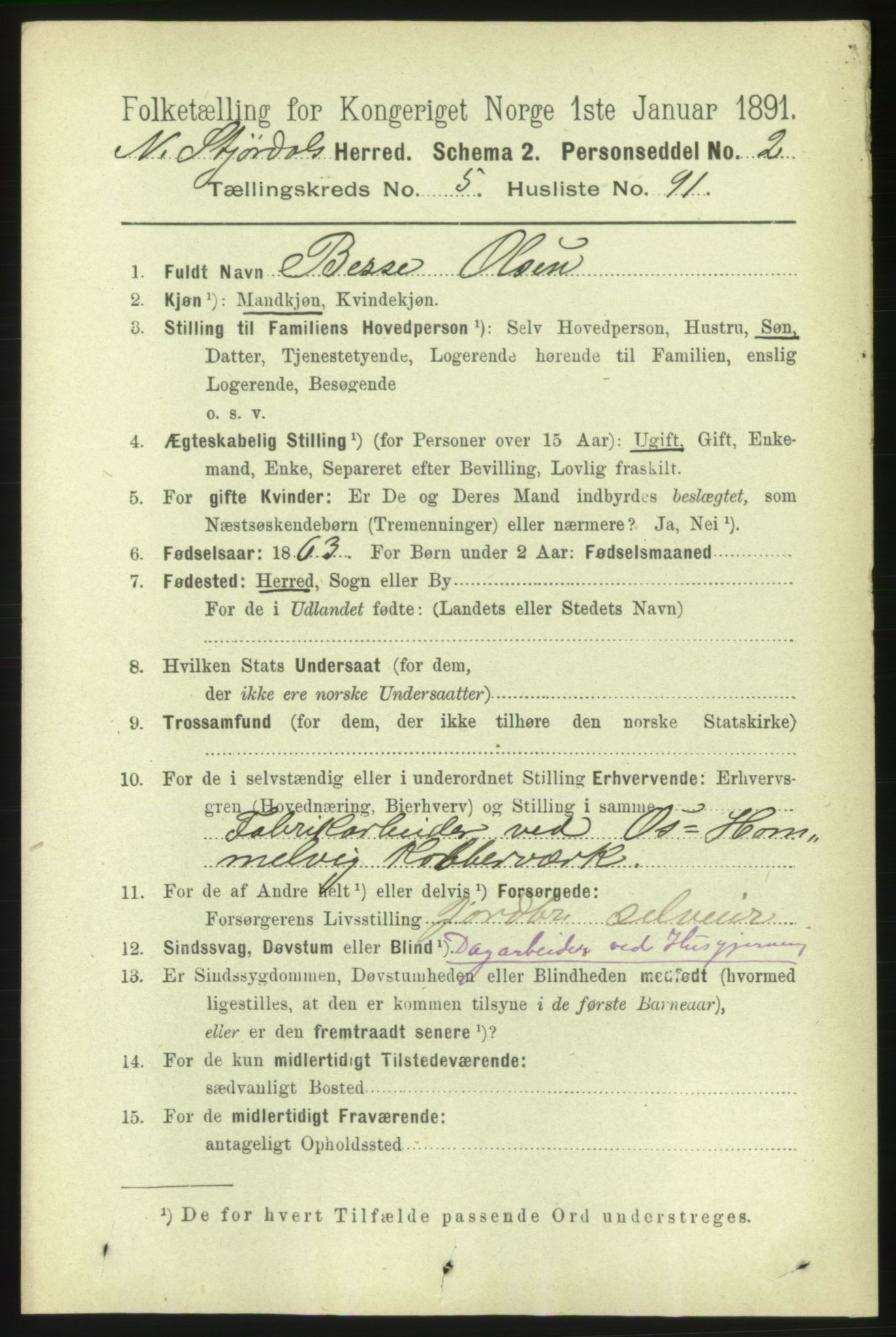 RA, 1891 census for 1714 Nedre Stjørdal, 1891, p. 2496