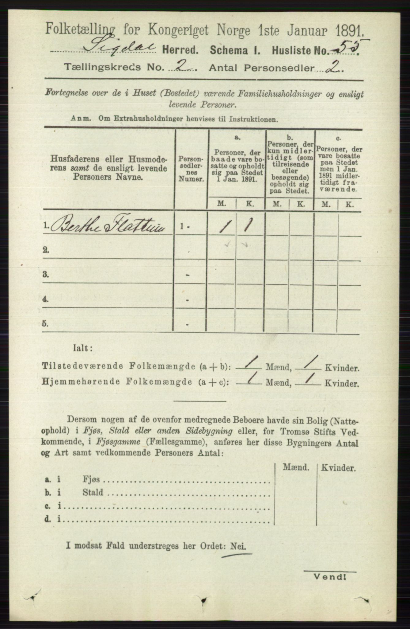 RA, 1891 census for 0621 Sigdal, 1891, p. 944