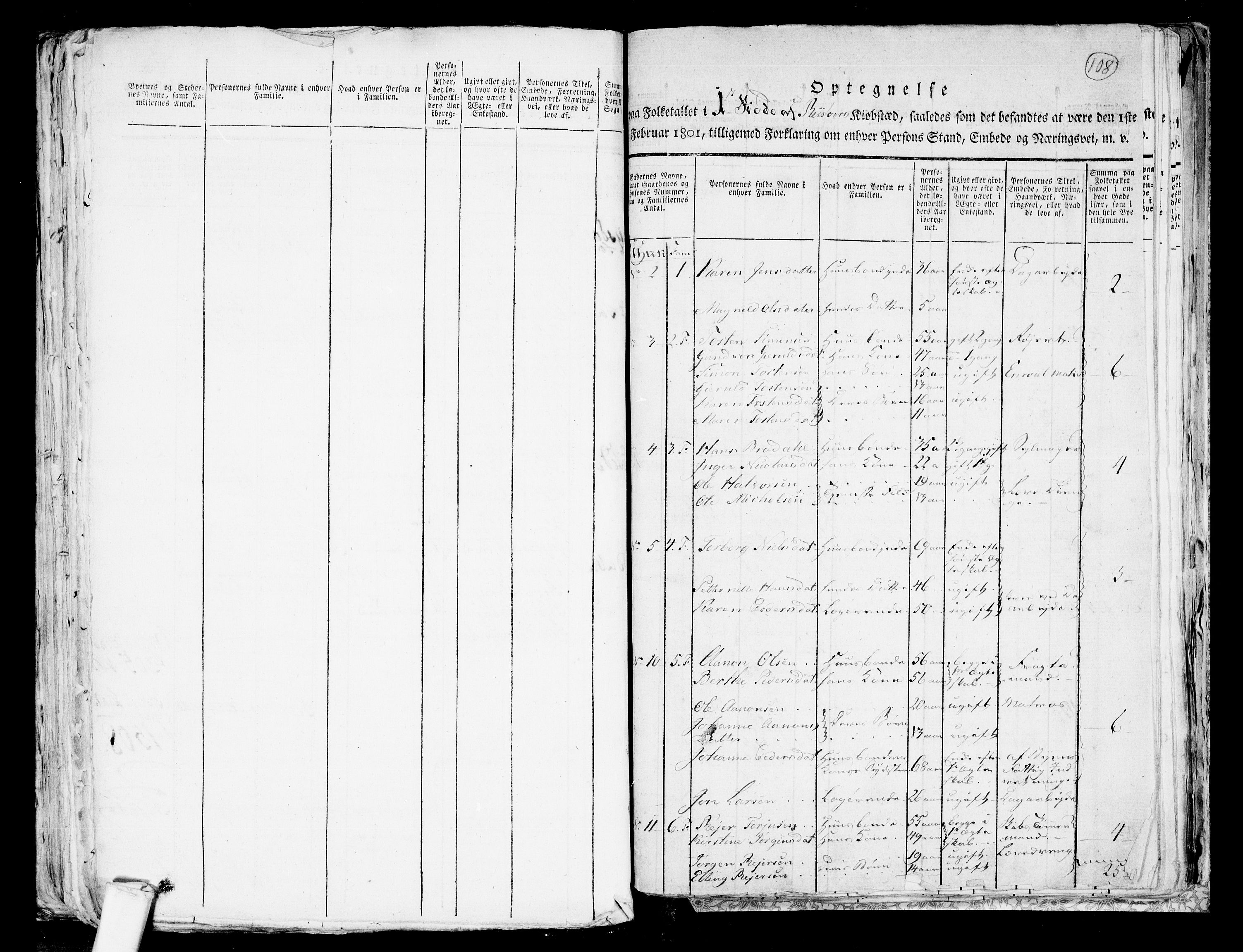 RA, 1801 census for 0901P Risør, 1801, p. 107b-108a