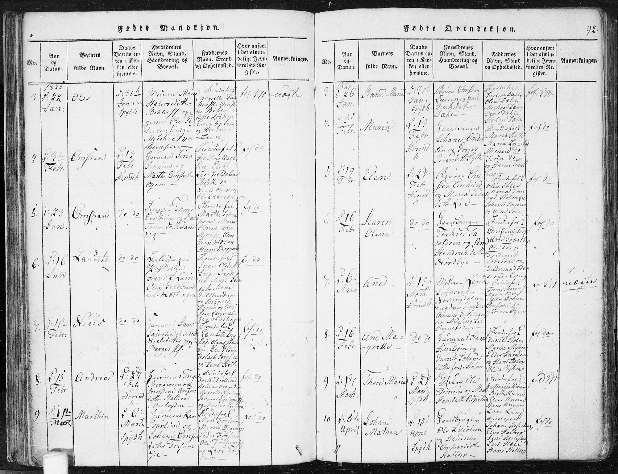Spydeberg prestekontor Kirkebøker, SAO/A-10924/F/Fa/L0004: Parish register (official) no. I 4, 1814-1841, p. 92