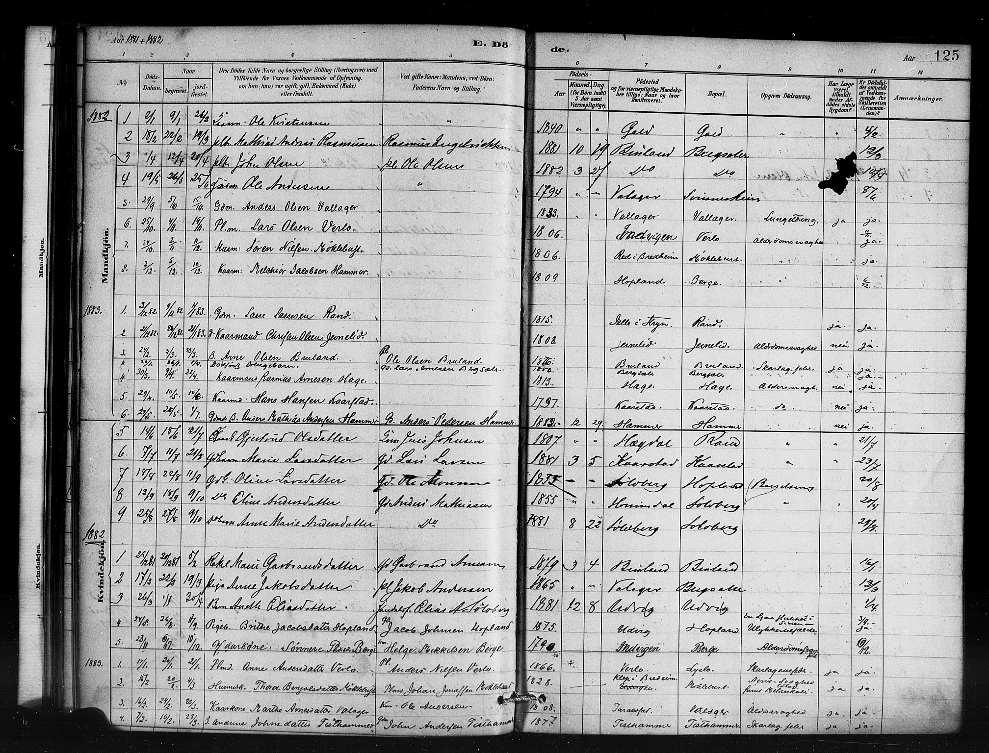 Innvik sokneprestembete, AV/SAB-A-80501: Parish register (official) no. D 1, 1879-1900, p. 125