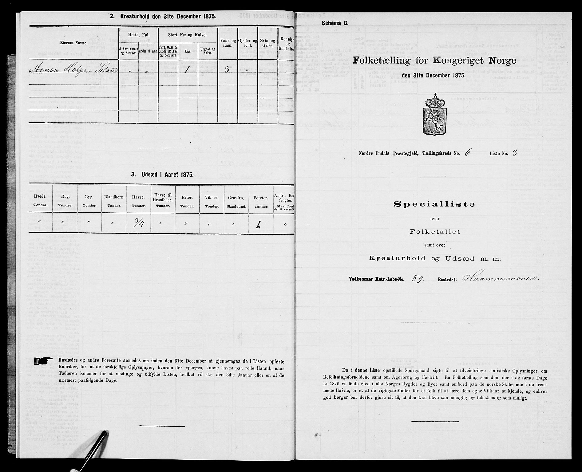 SAK, 1875 census for 1028P Nord-Audnedal, 1875, p. 608