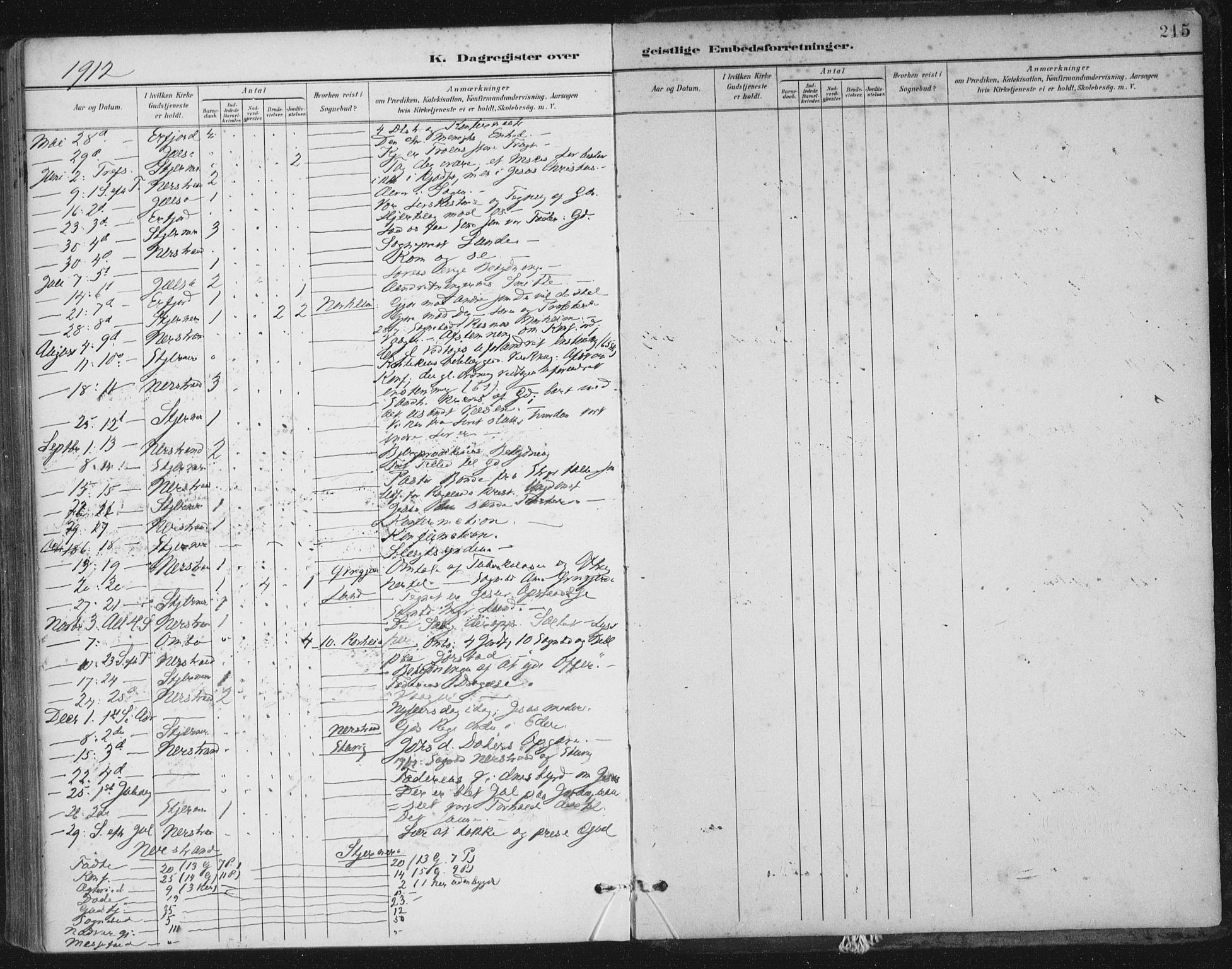 Nedstrand sokneprestkontor, AV/SAST-A-101841/01/IV: Parish register (official) no. A 13, 1887-1915, p. 215