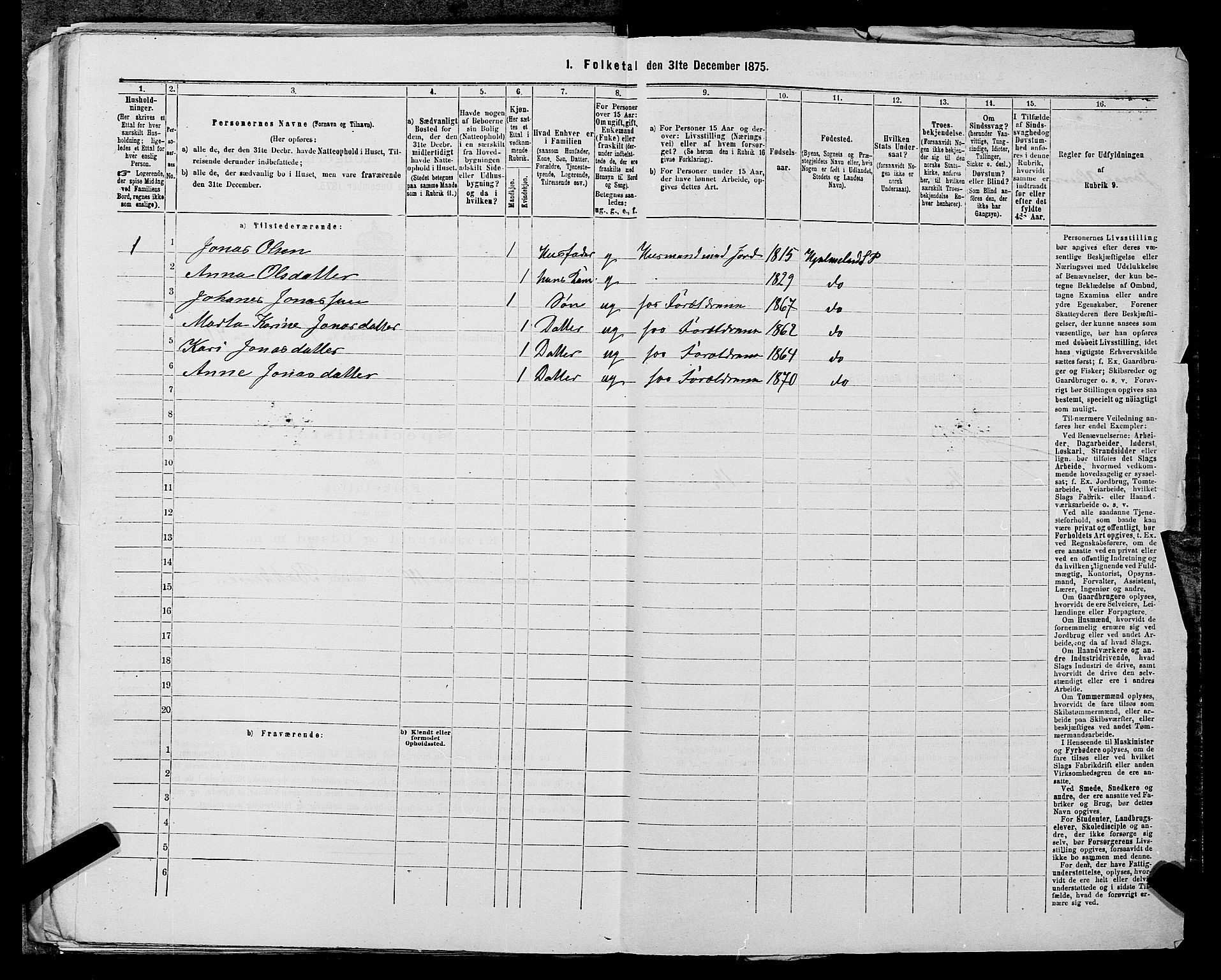 SAST, 1875 census for 1133P Hjelmeland, 1875, p. 574