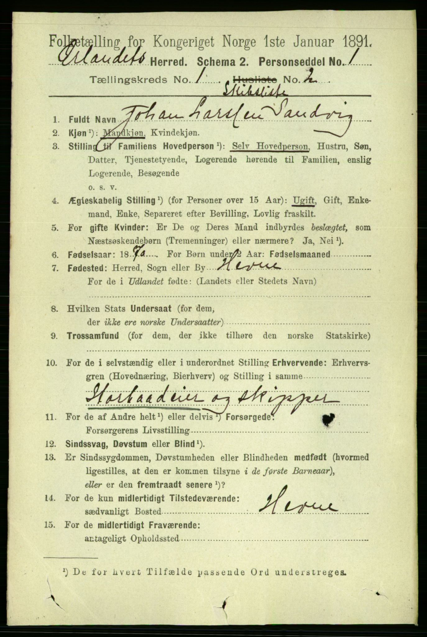 RA, 1891 census for 1621 Ørland, 1891, p. 408