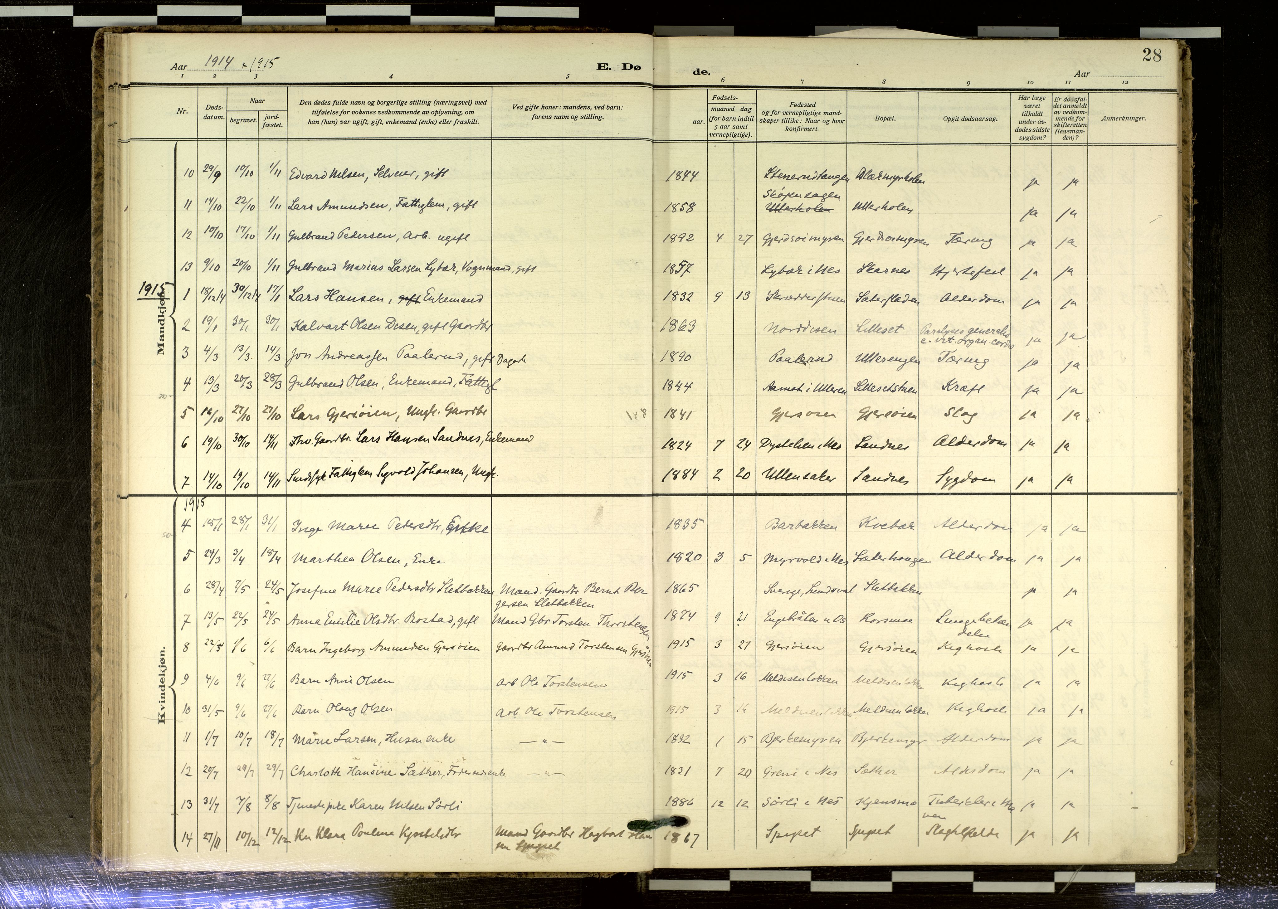 Sør-Odal prestekontor, AV/SAH-PREST-030/H/Ha/Haa/L0020: Parish register (official) no. 20, 1906-2012, p. 28