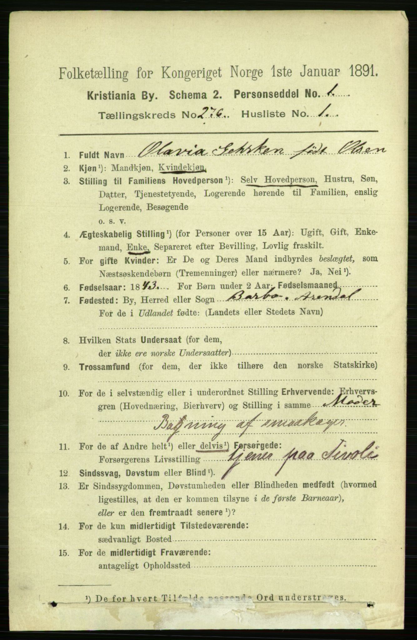 RA, 1891 census for 0301 Kristiania, 1891, p. 167501