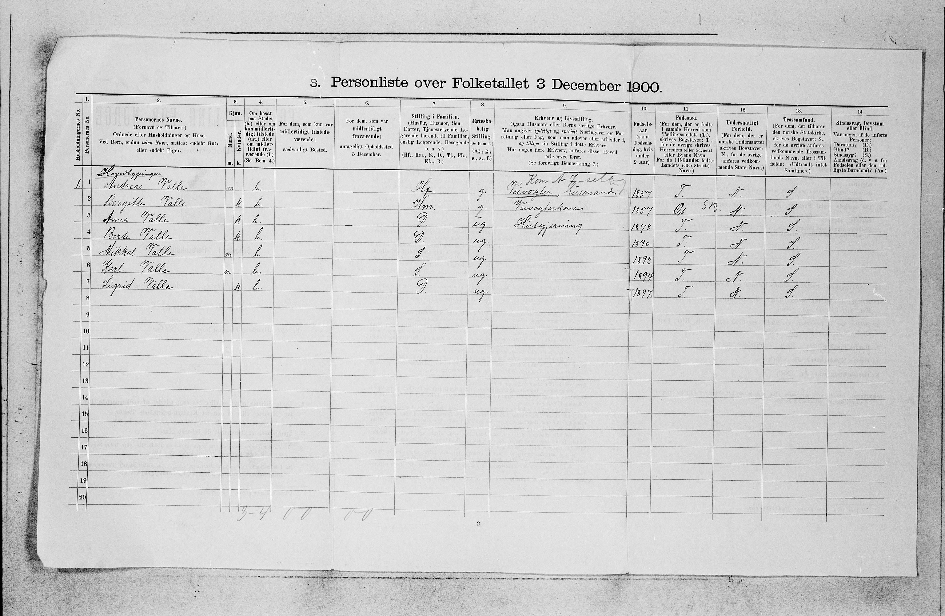 SAB, 1900 census for Fana, 1900, p. 41