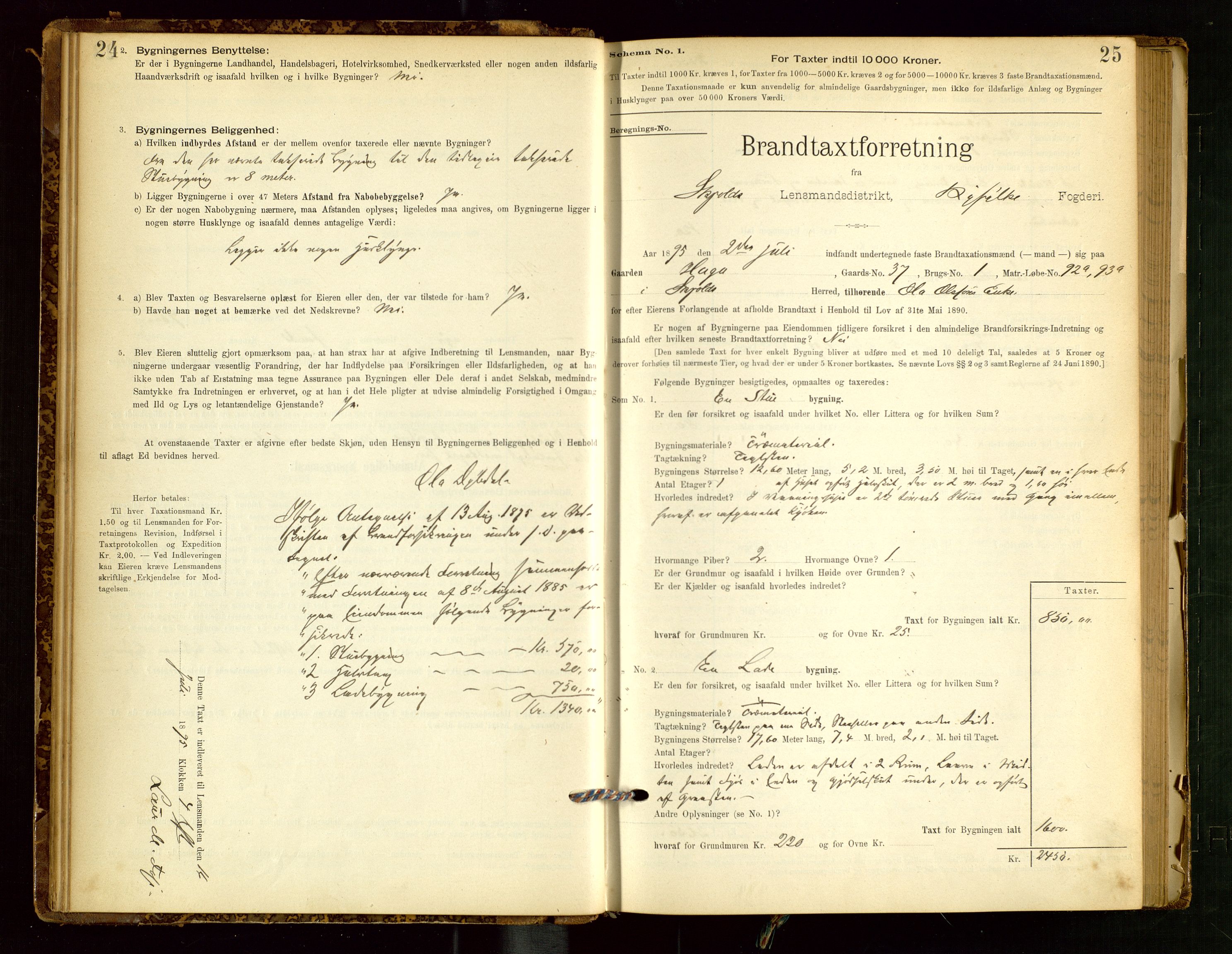 Skjold lensmannskontor, AV/SAST-A-100182/Gob/L0001: "Brandtaxationsprotokol for Skjold Lensmandsdistrikt Ryfylke Fogderi", 1894-1939, p. 24-25