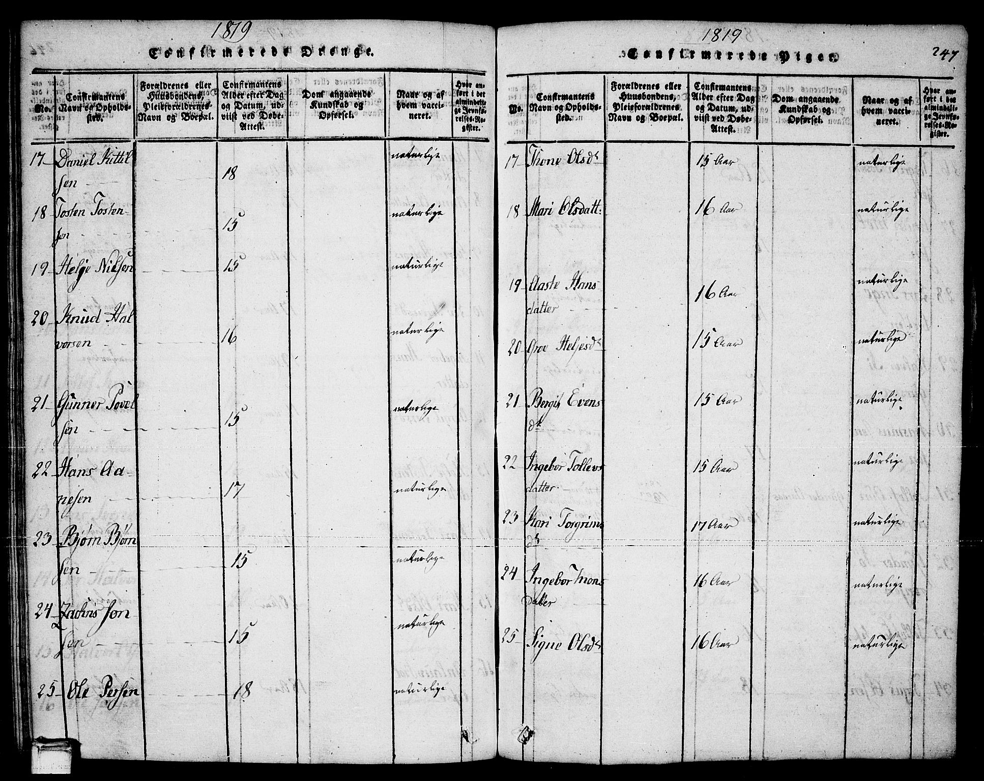 Sauherad kirkebøker, AV/SAKO-A-298/F/Fa/L0005: Parish register (official) no. I 5, 1815-1829, p. 247