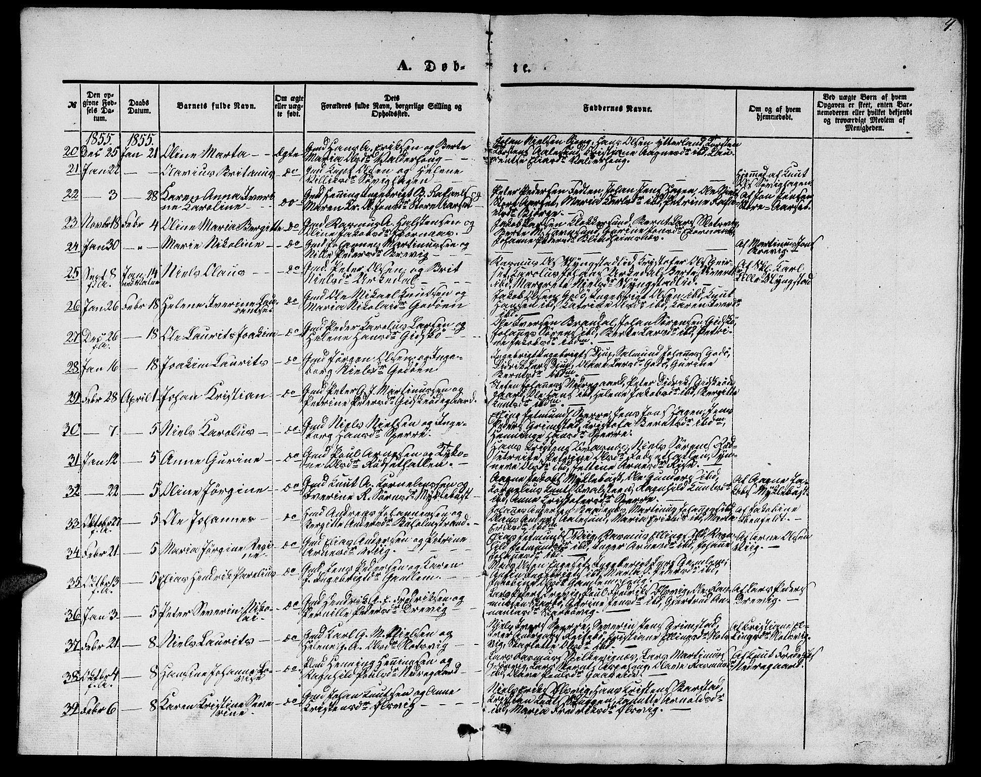 Ministerialprotokoller, klokkerbøker og fødselsregistre - Møre og Romsdal, AV/SAT-A-1454/528/L0427: Parish register (copy) no. 528C08, 1855-1864, p. 4