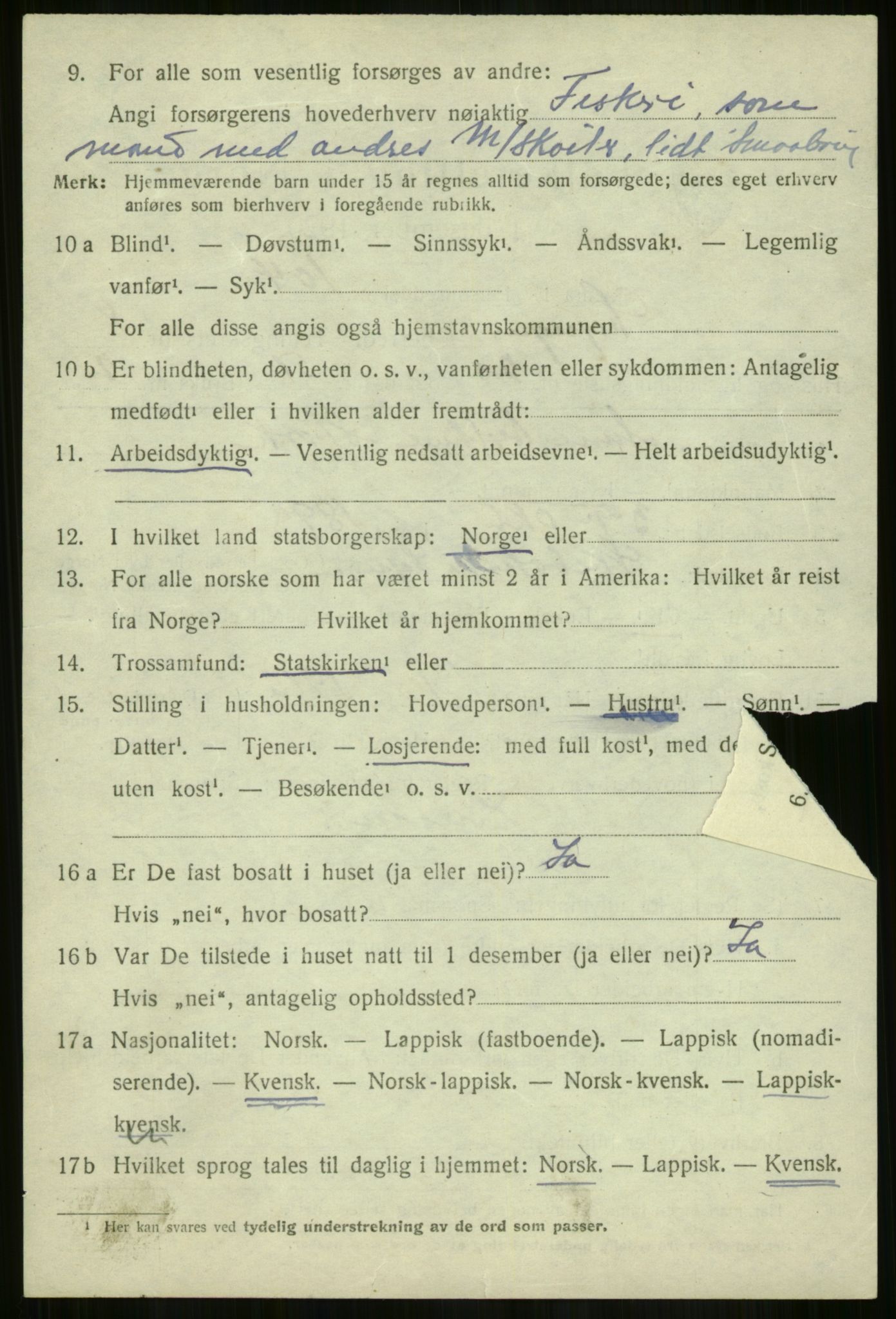 SATØ, 1920 census for Lyngen, 1920, p. 7550