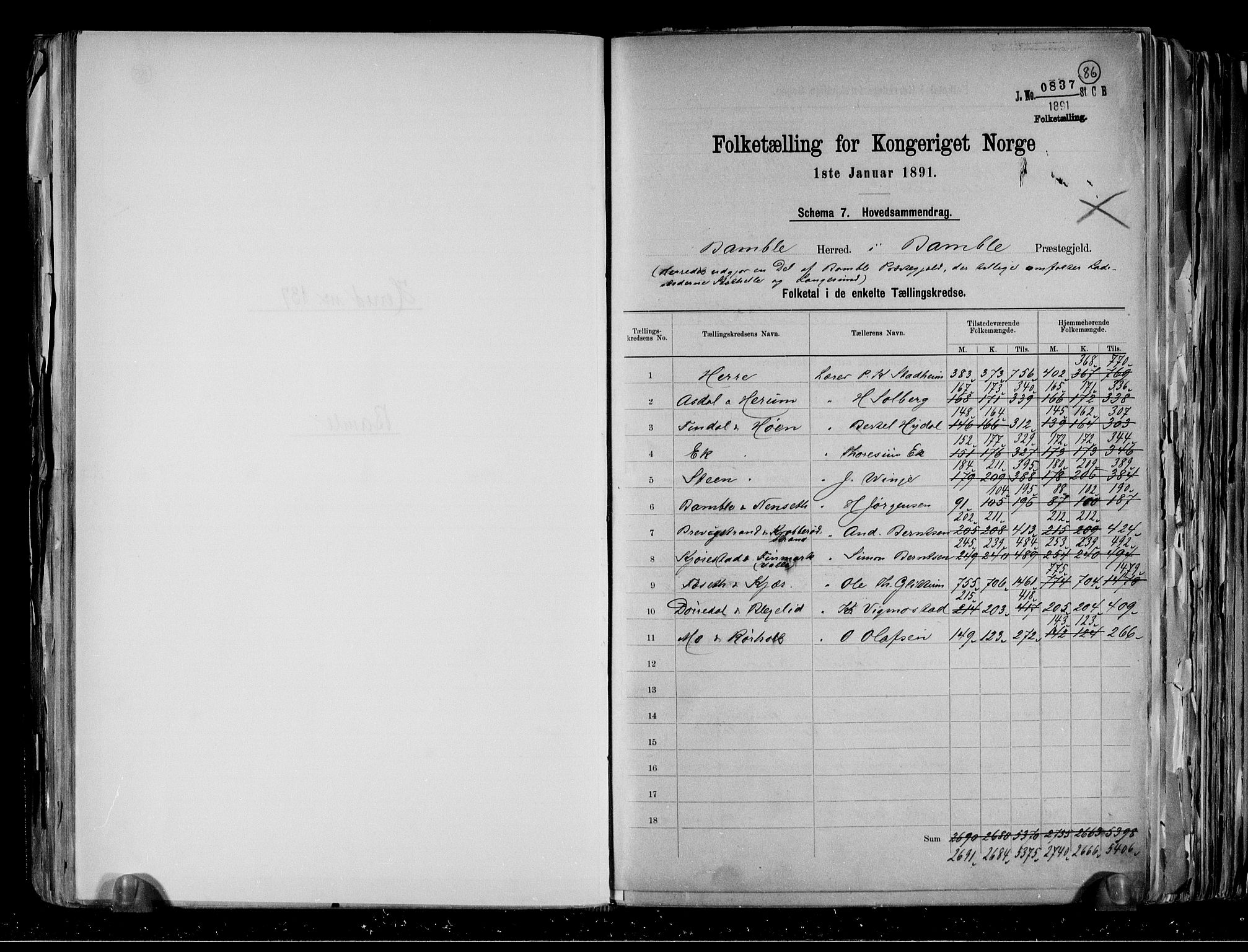 RA, 1891 census for 0814 Bamble, 1891, p. 2
